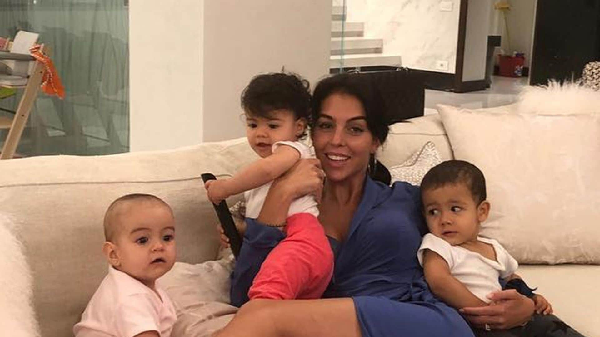 Georgina Rodríguez y los más pequeños de la casa desean suerte a Cristiano Ronaldo