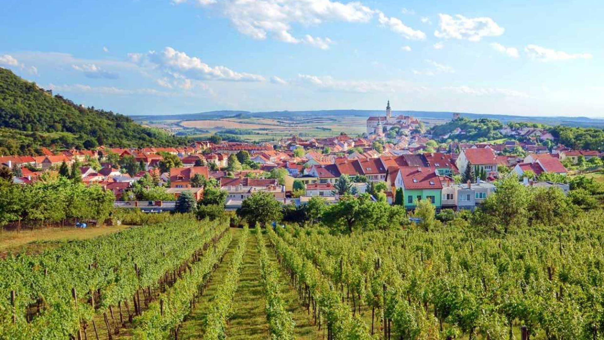 iudad de mikulov con su castillo coronando la poblacion republica checa