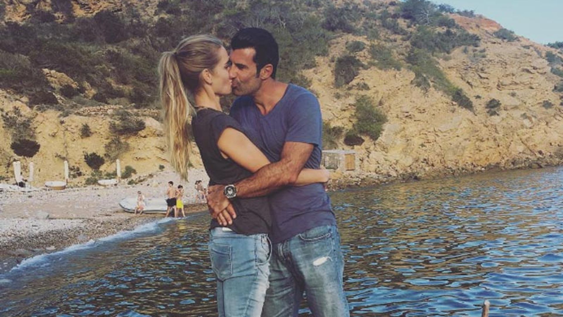 Helen Swedin y Luis Figo, la imagen de su celebración más especial