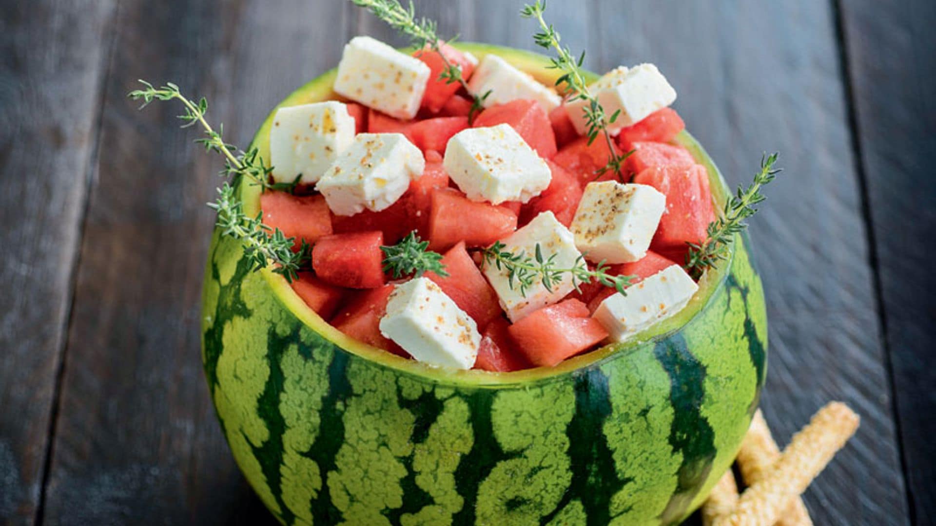 Ensalada de sandía y queso feta al tomillo