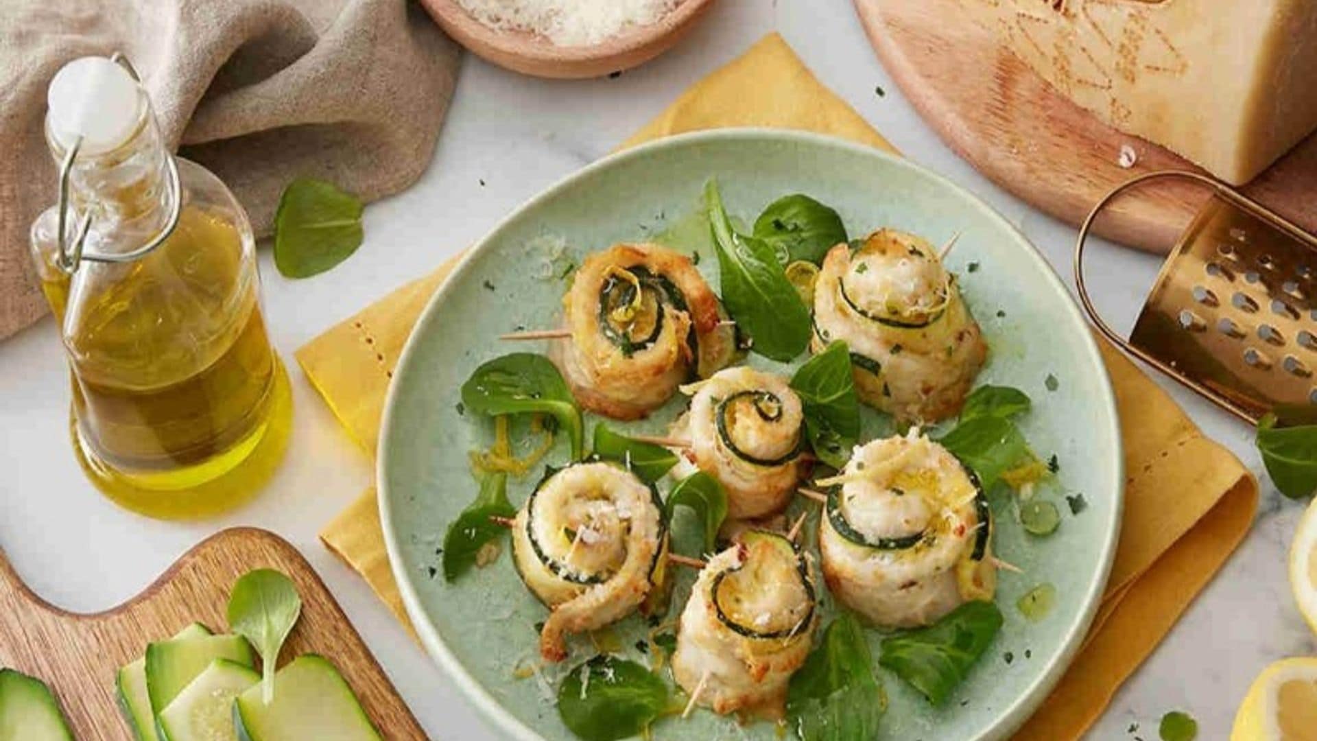 Rollitos de lenguado, calabacín y queso