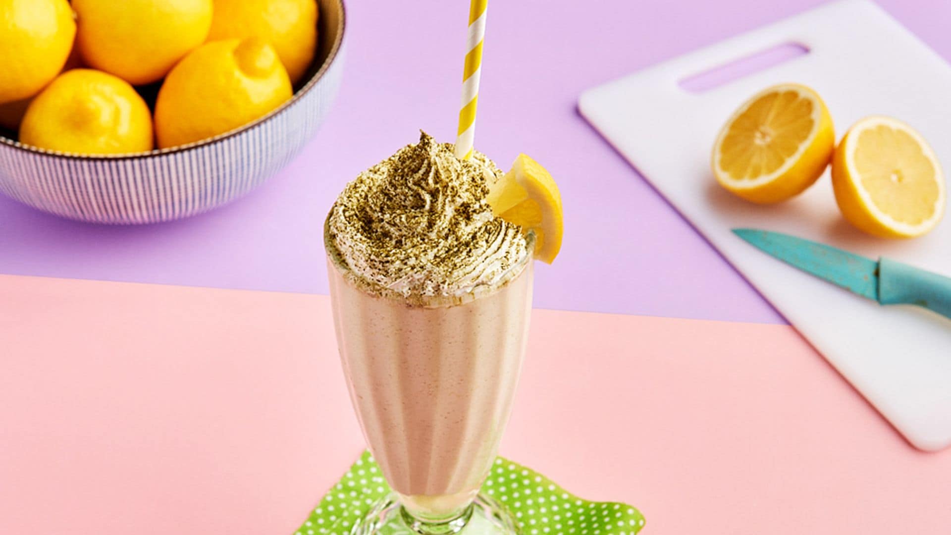 'Milkshake' de limón, helado de vainilla y té matcha