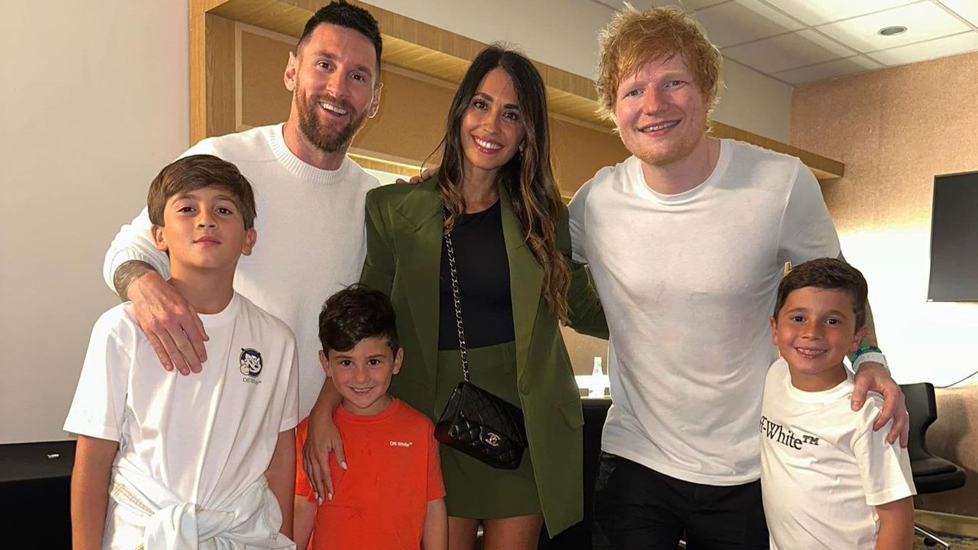 Messi muestra el momento fan de sus hijos en su encuentro con Ed Sheeran