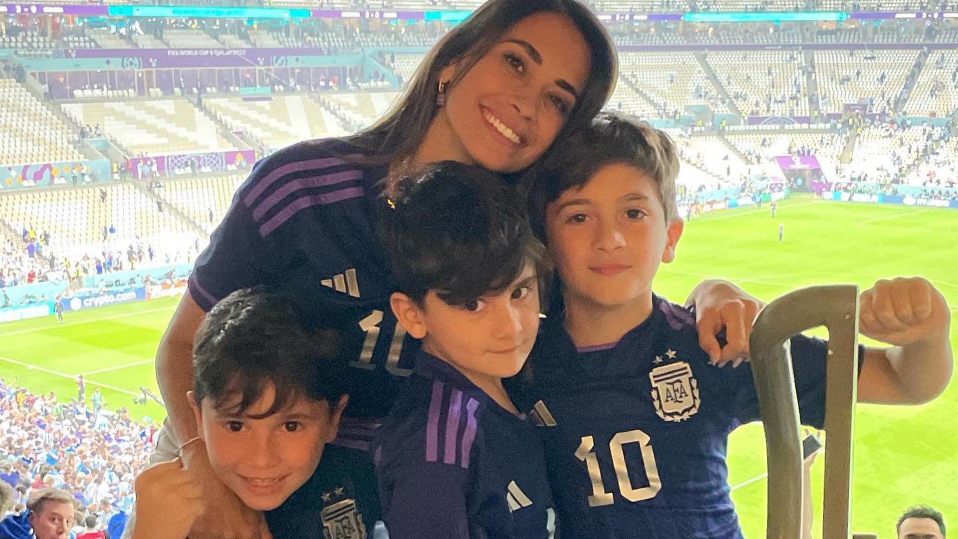 Antonela Roccuzzo y los hijos de Messi, los más felices por el pase a la final de Argentina