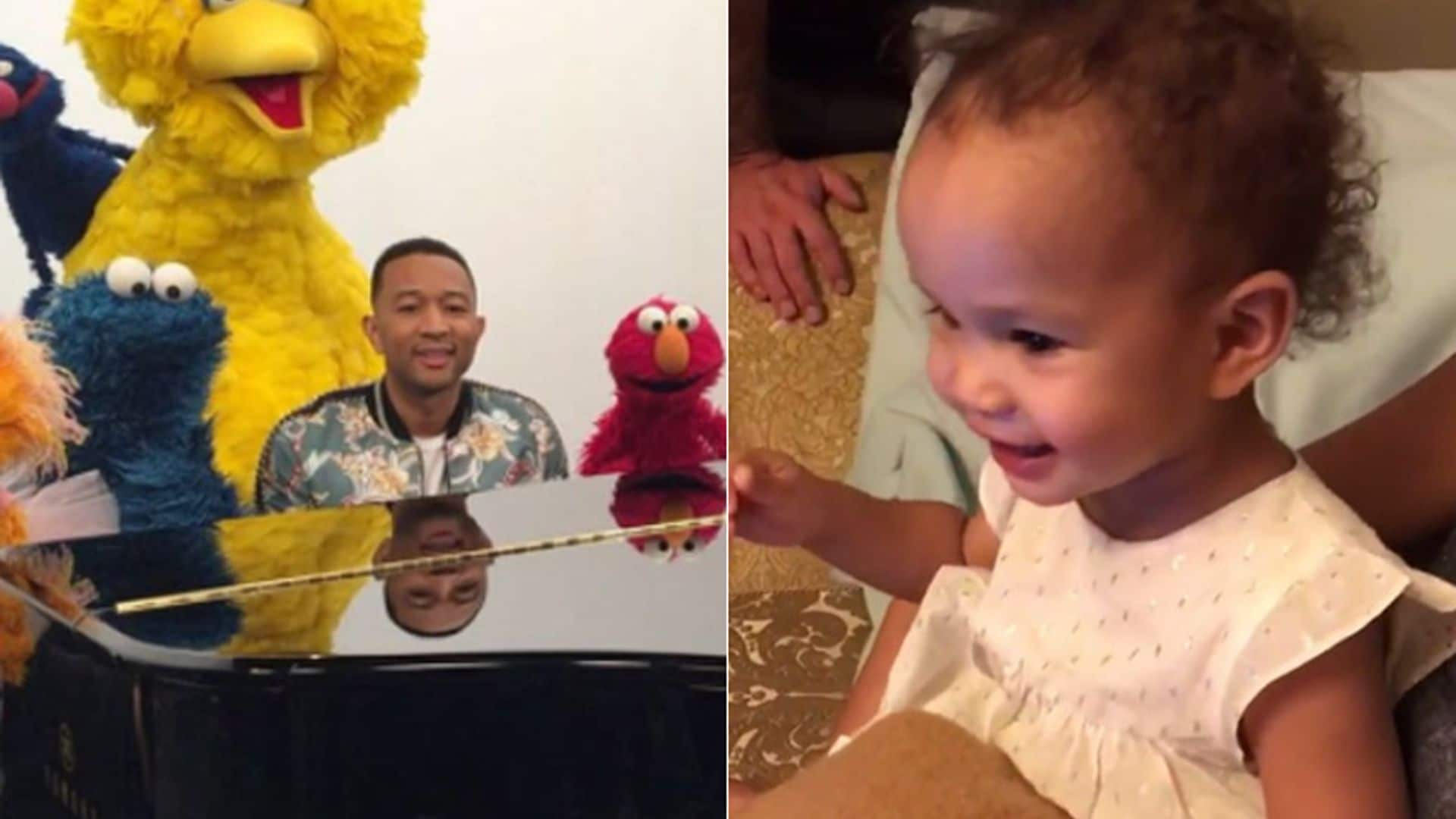 ¡Adorable! La reacción de la hija de John Legend al ver a su padre en Barrio Sésamo