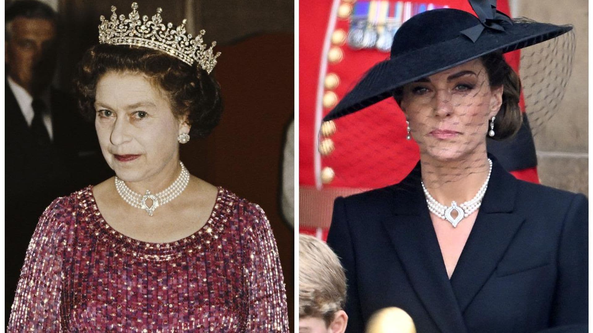 Kate rinde un tributo a la reina Isabel II llevando su collar de perlas al funeral