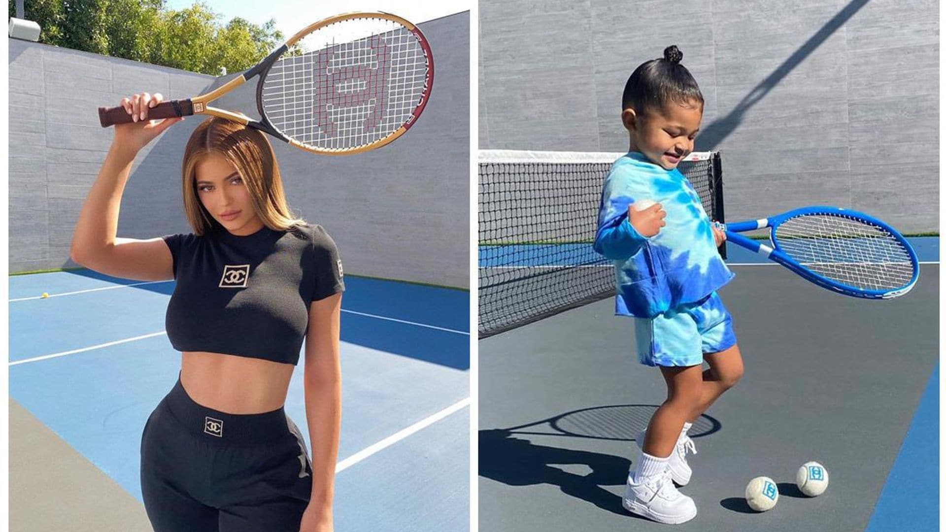 kylie jenner stormi tenis collage