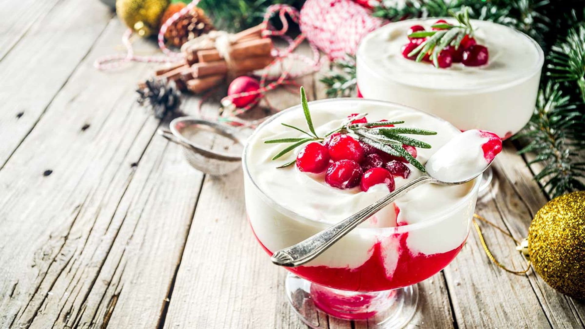 Crema de queso y yogur con arándanos