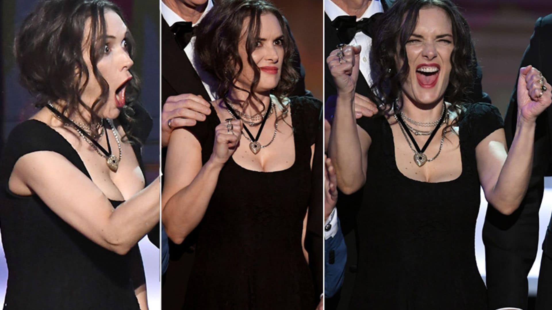 Del susto a la incredulidad: Las caras de Winona Ryder dejan sin palabras al público de los SAG