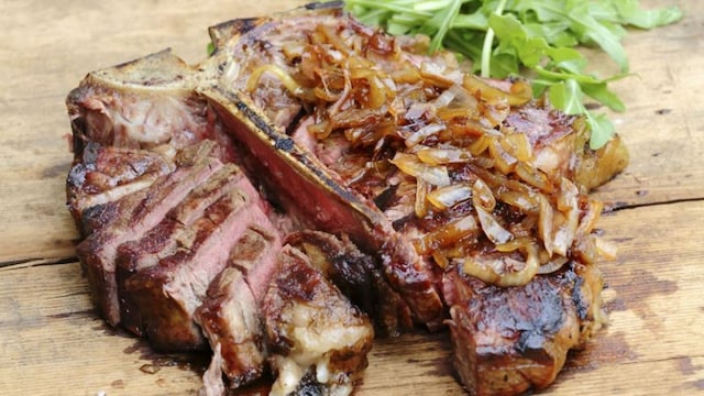 porterhouse cebolla caramelizada