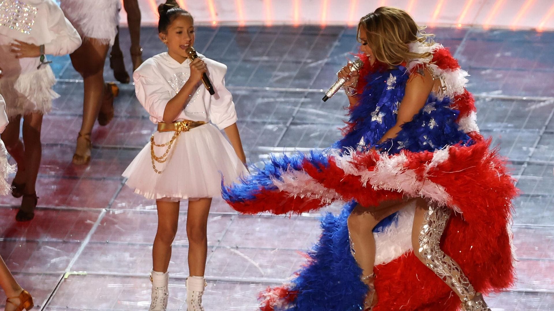 ¡Se robó el show! Emme, la hija de JLo y Marc Anthony, se lució en el medio tiempo del Super Bowl