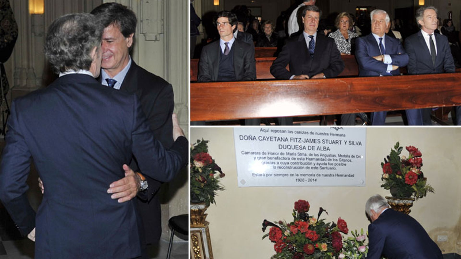 Entrañable encuentro entre Alfonso Diez y los hijos de la Duquesa de Alba en un funeral homenaje en memoria de doña Cayetana