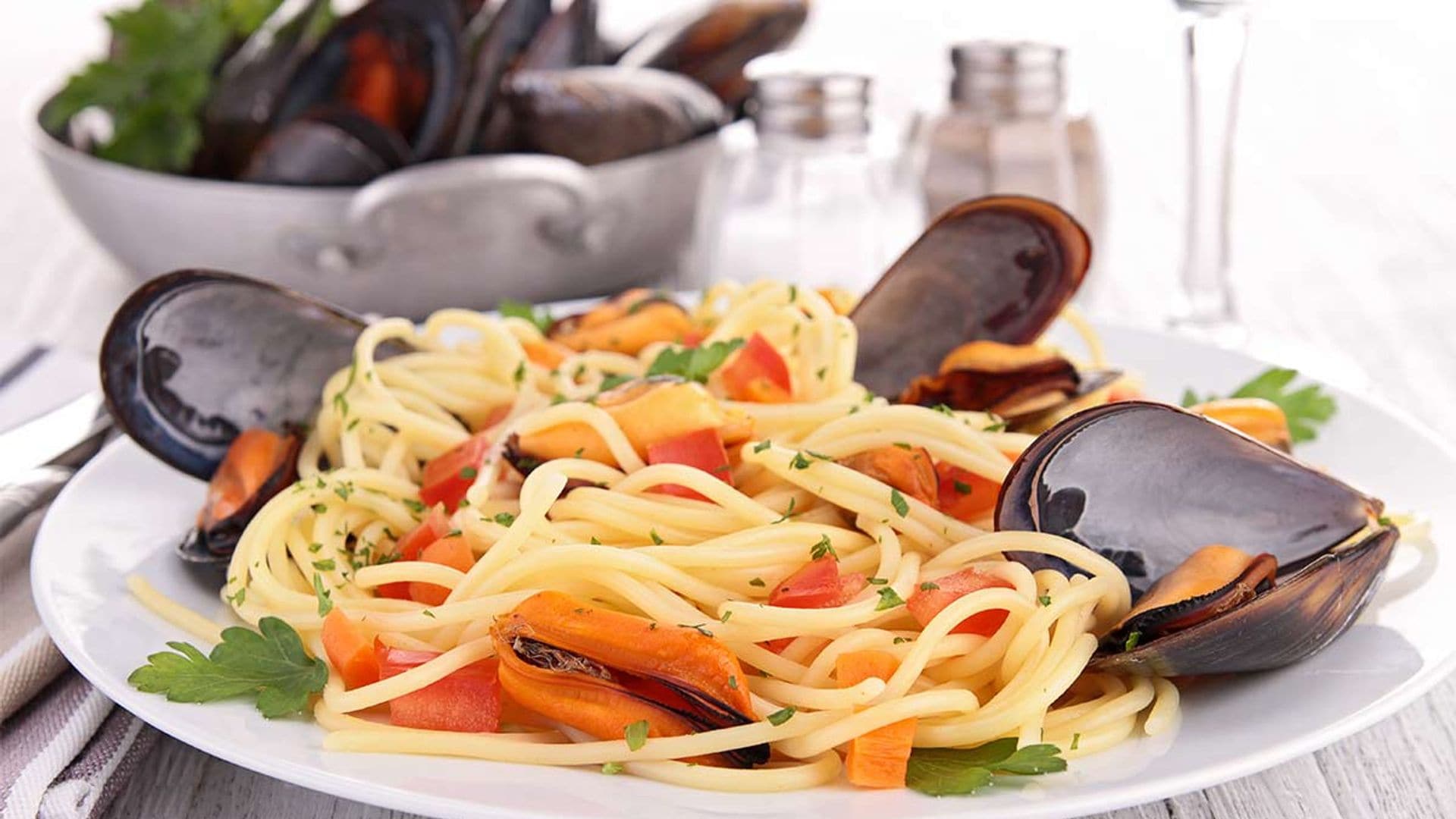 Espaguetis con mejillones