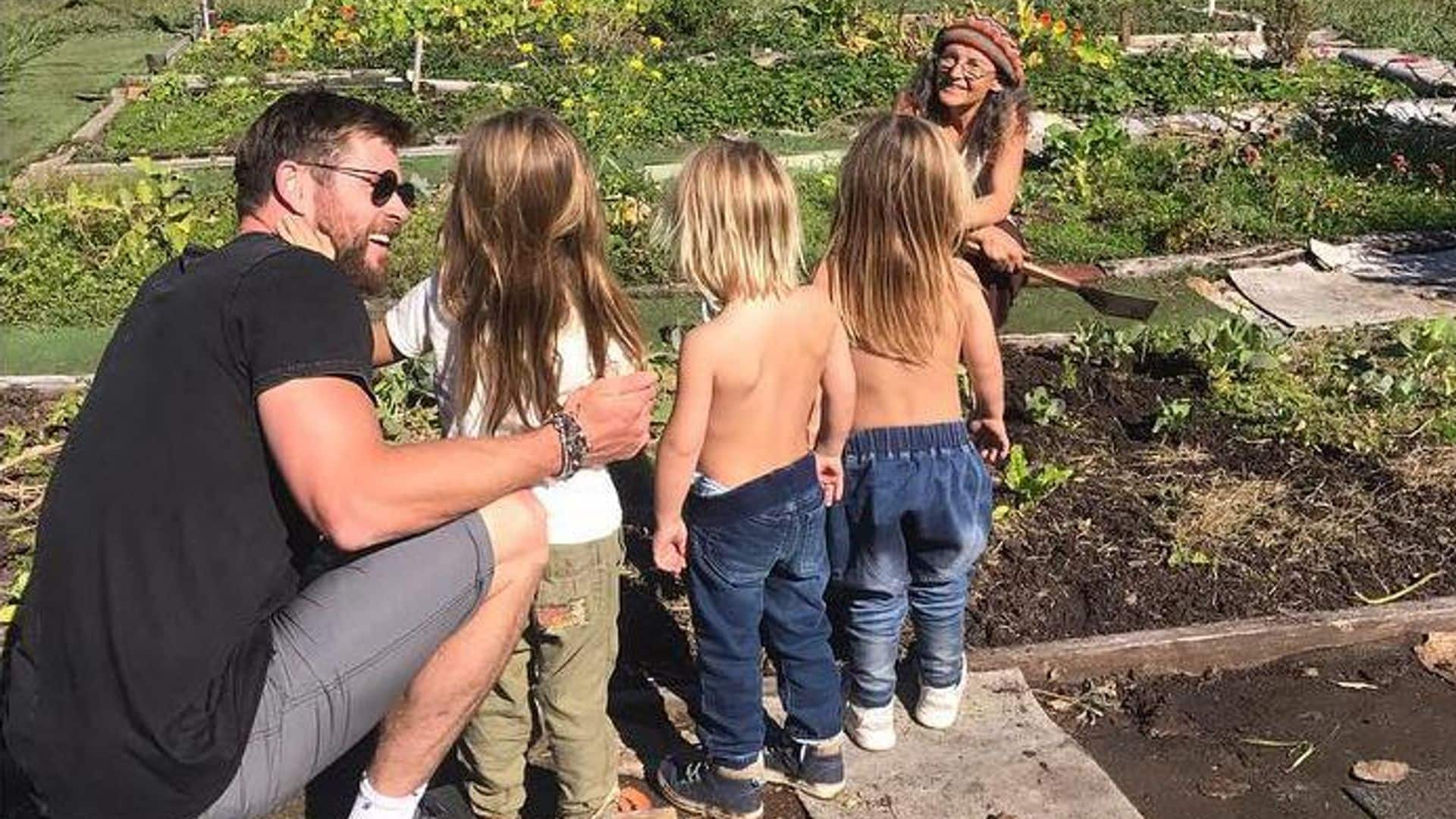 Elsa Pataky y Chris Hemsworth arman su propio huerto en casa con sus hijos