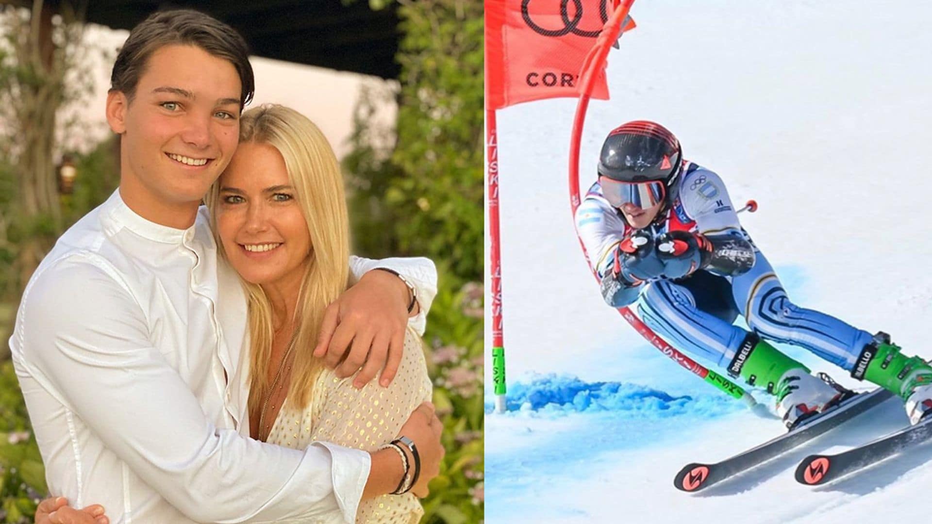 Valeria Mazza, muy orgullosa con el resultado de su hijo Tiziano, de 18 años, en el Mundial de esquí