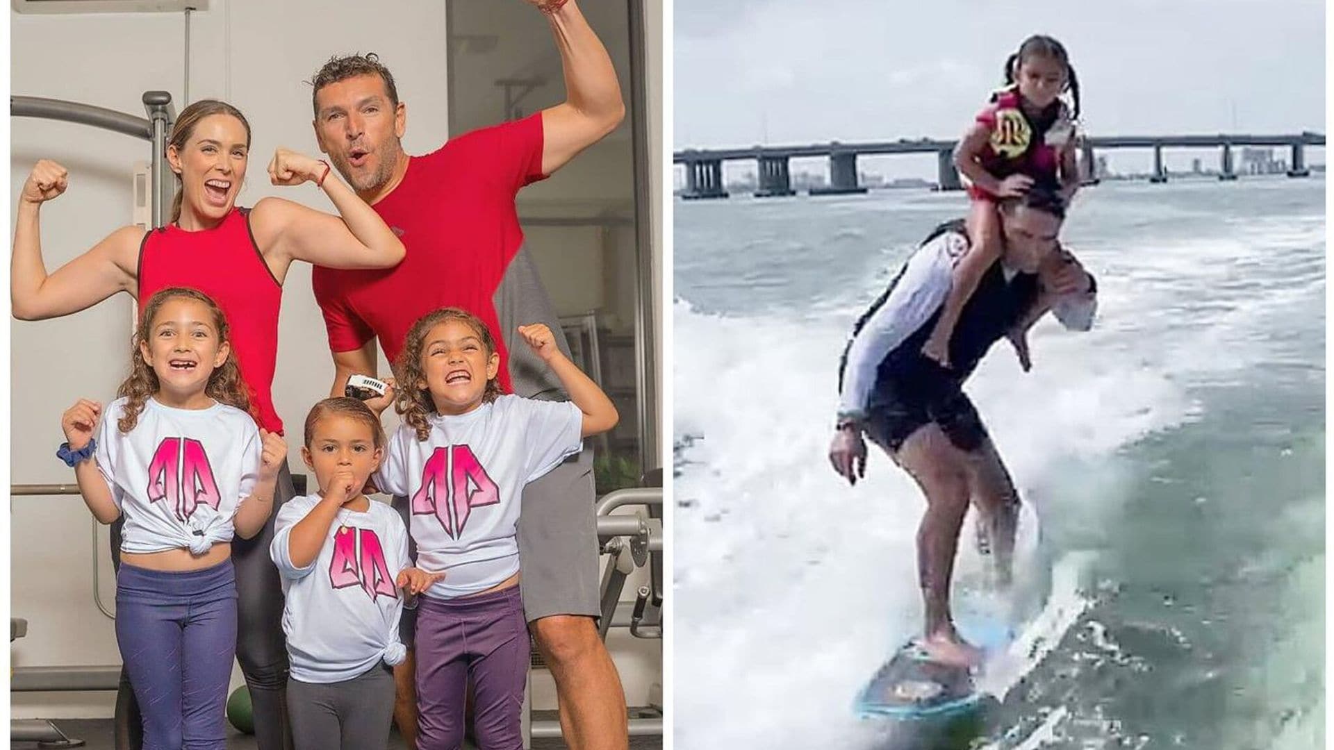 Las intrépidas hijas de Jacky Bracamontes practican ‘wakesurf’ con su papá, ¡tienes que verlo!