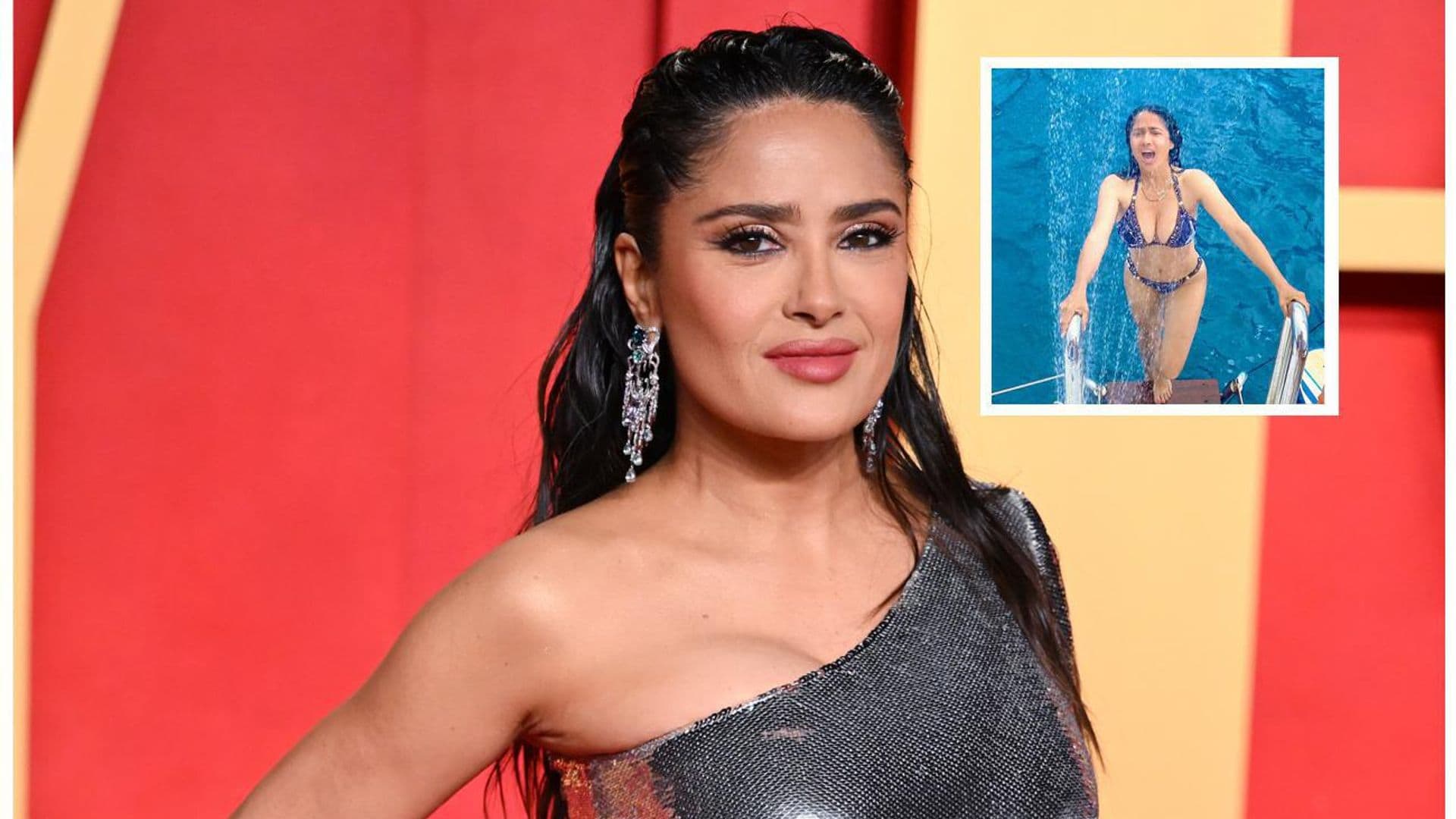 ¡De pronto flash! Salma Hayek se convierte en la chica del bikini azul en su último posado