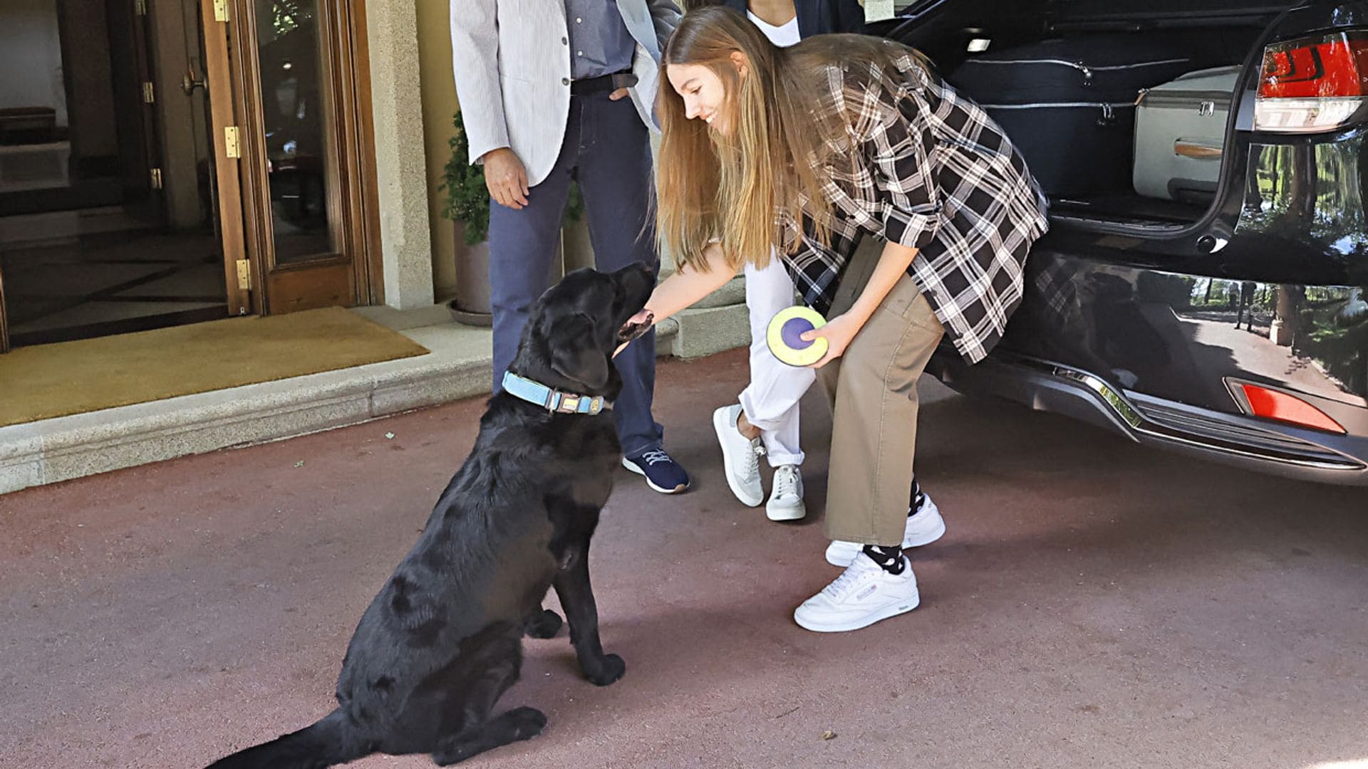 Jan, el perro labrador protagonista en la despedida de la infanta Sofía antes de partir rumbo a Gales