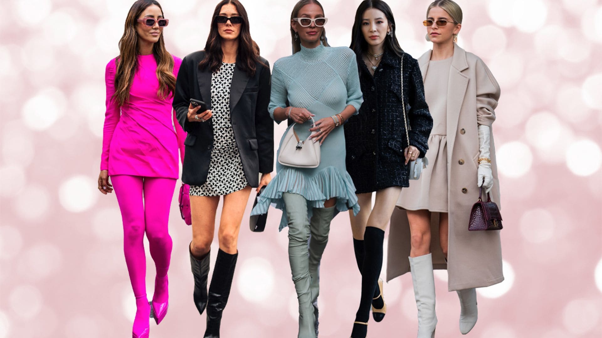 Inspírate en los diez mejores looks del 'street style' para combinar un minivestido en invierno