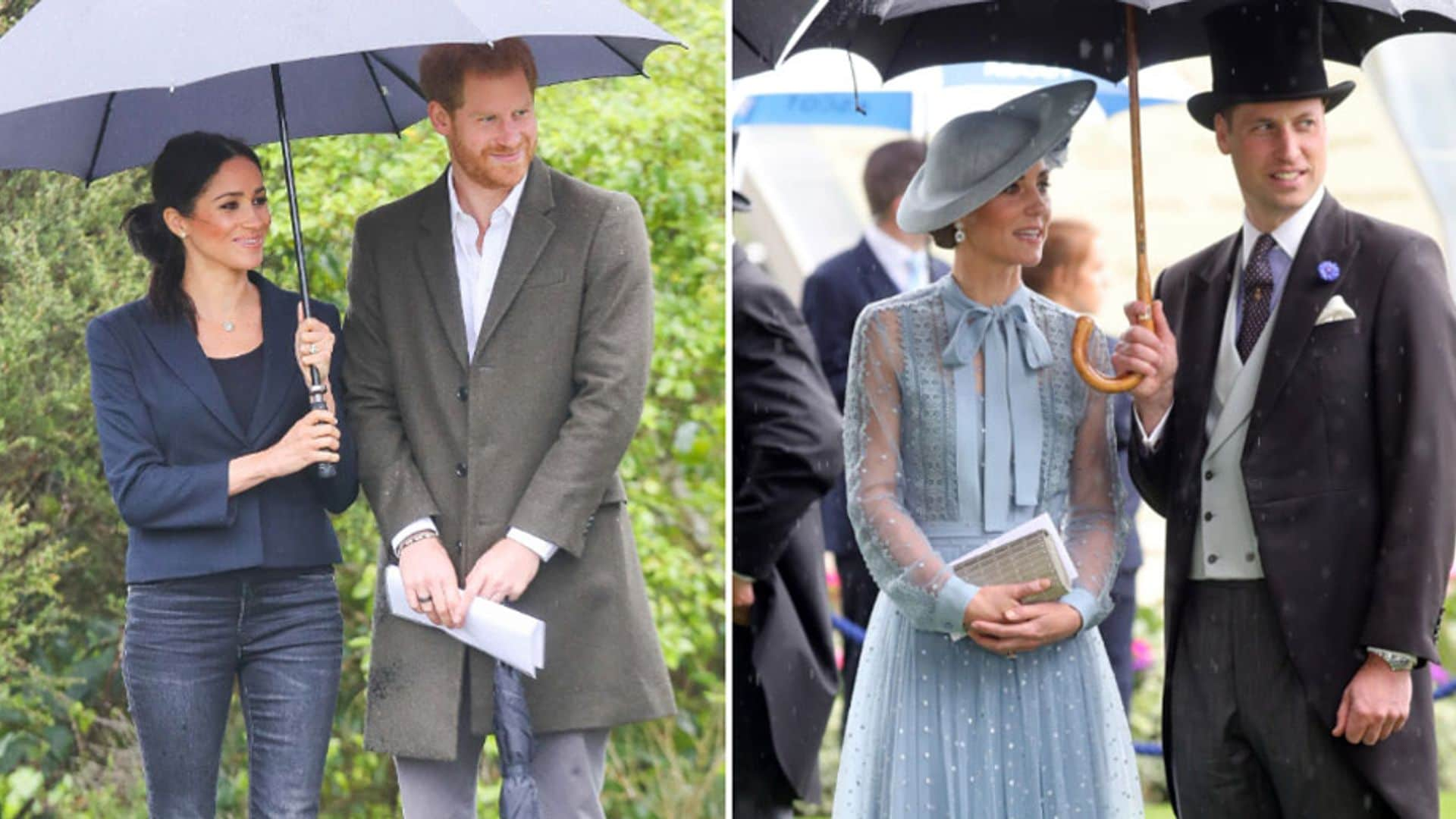 El príncipe William sigue el ejemplo de Meghan Markle bajo la lluvia