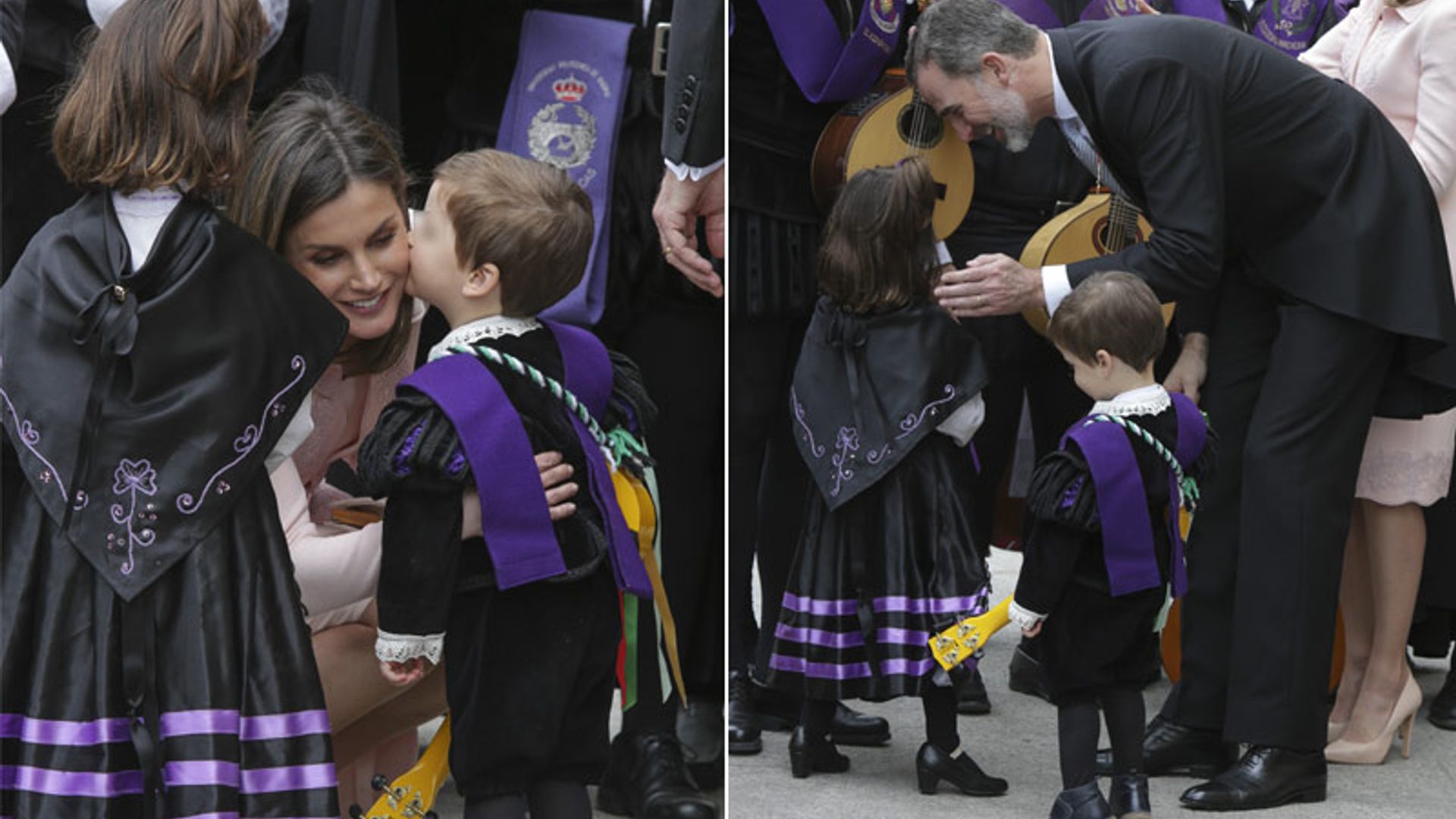 Abrazos, besos y regalos: el cariño de los reyes Felipe y Letizia con los más pequeños en Alcalá de Henares