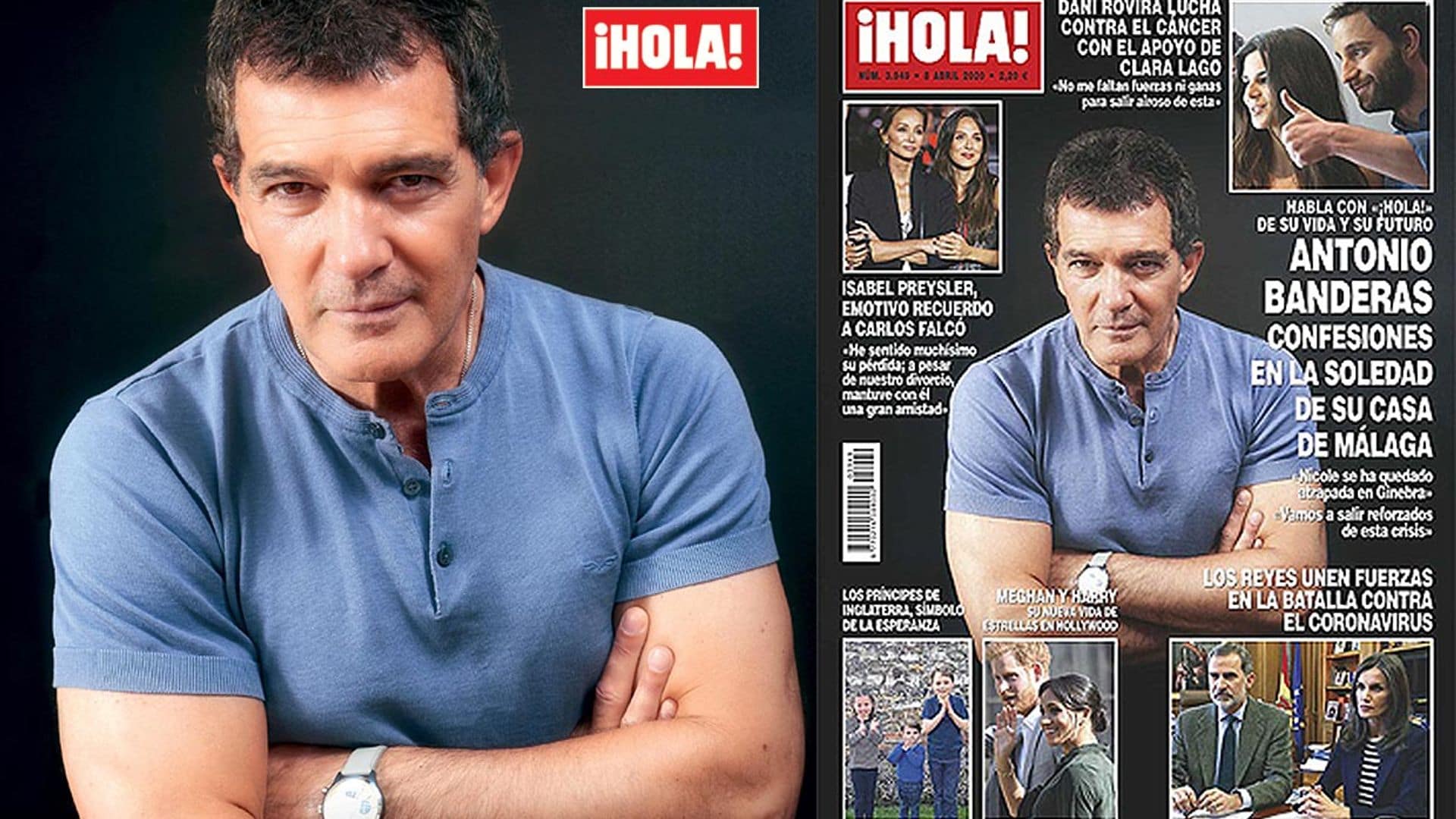 En ¡HOLA!, Antonio Banderas, confesiones en la soledad de su casa de Málaga