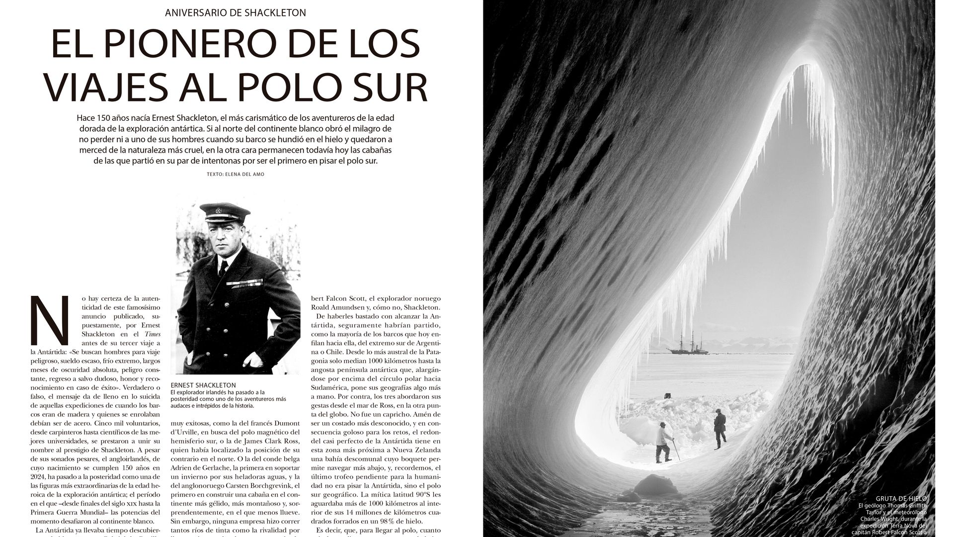 Reportaje para celebrar el aniversario del explorador Ernest Henry Shackleton y la Antártida en el nuevo especial Viajes de la revista ¡HOLA!