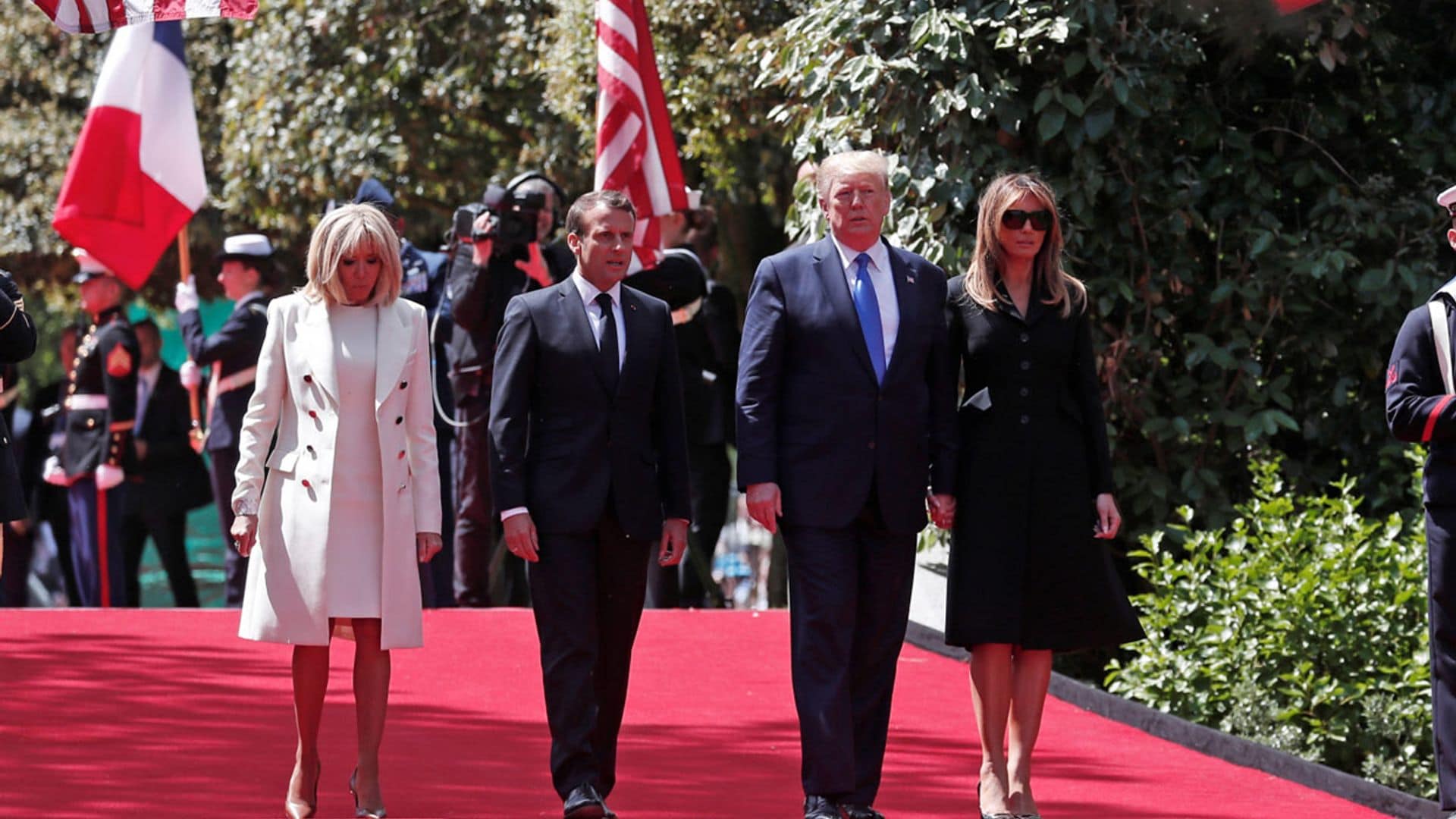 Donald y Melania Trump presiden con Emmanuel y Brigitte Macron el 75º aniversario del desembarco de Normandía