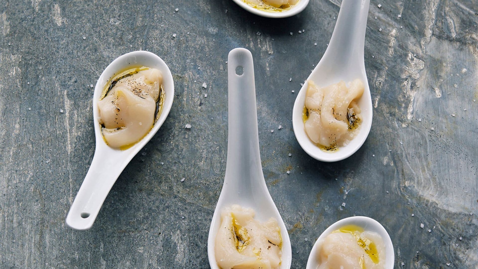 Cucharitas de vieiras al aceite de vainilla