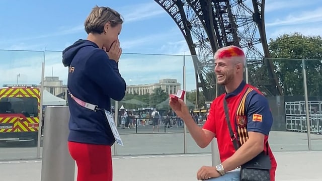 La judoca española Laura Martínez y su novio Josean Aranda. 