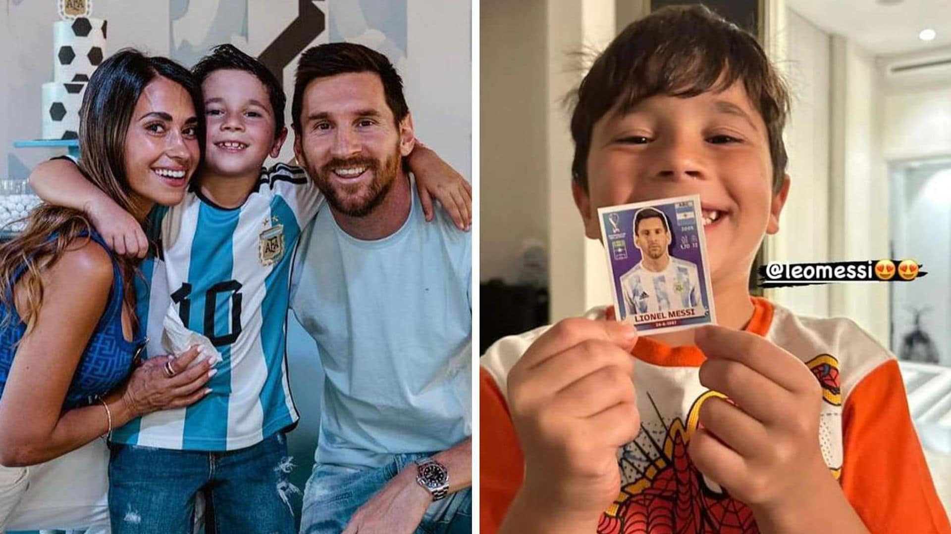 Hijo de Leo Messi, de los afortunados en encontrar la estampa de papá para el álbum del Mundial