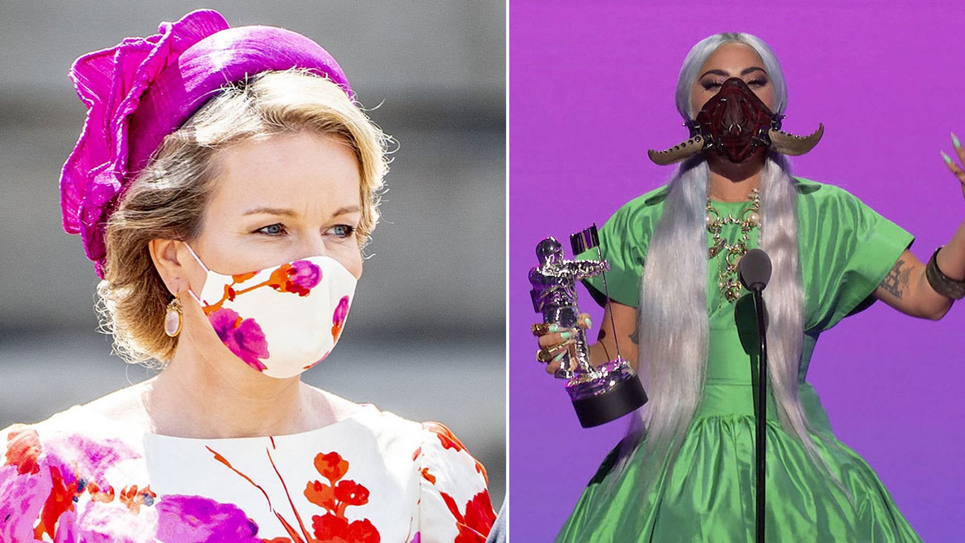 Matilde de Bélgica, Lady Gaga... 'celebs' y 'royals' arriesgan con sus modelos de mascarillas