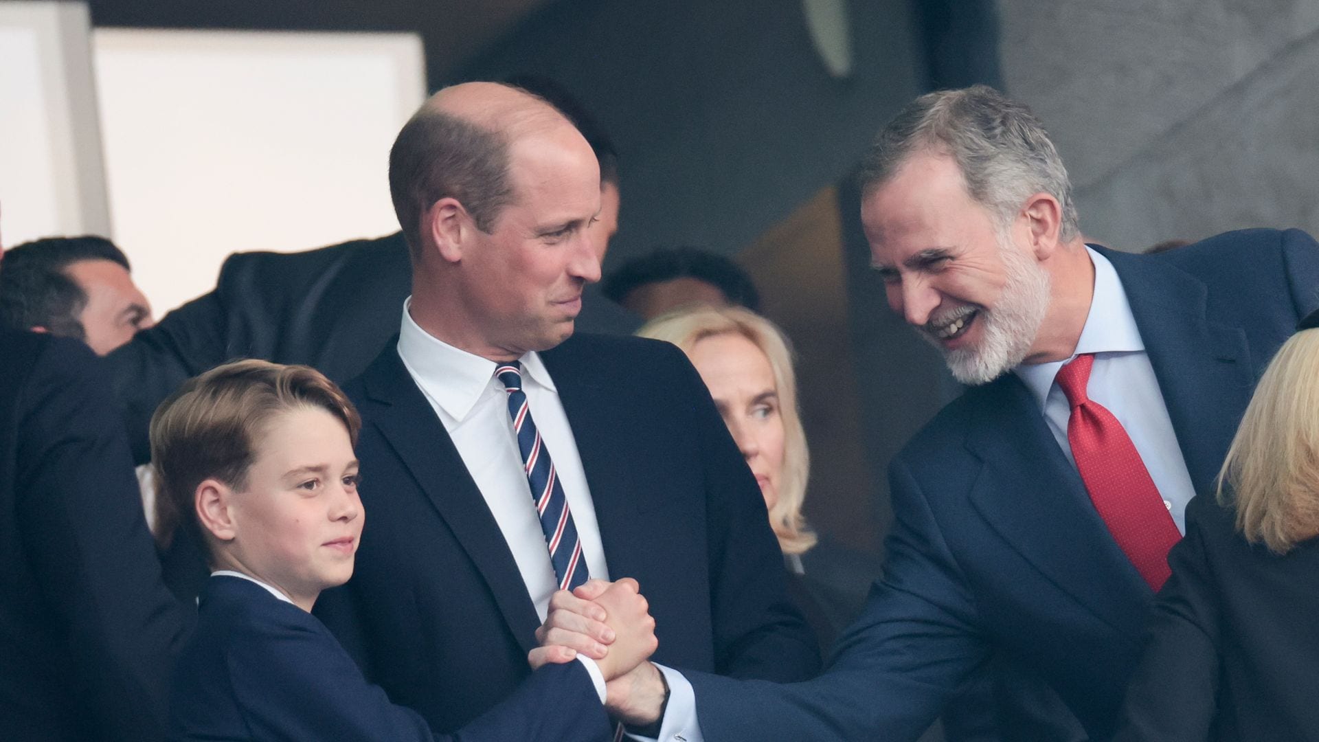 Rey Felipe, príncipe Guillermo y príncipe George en la final de la Eurocopa el 14 de julio de 2024