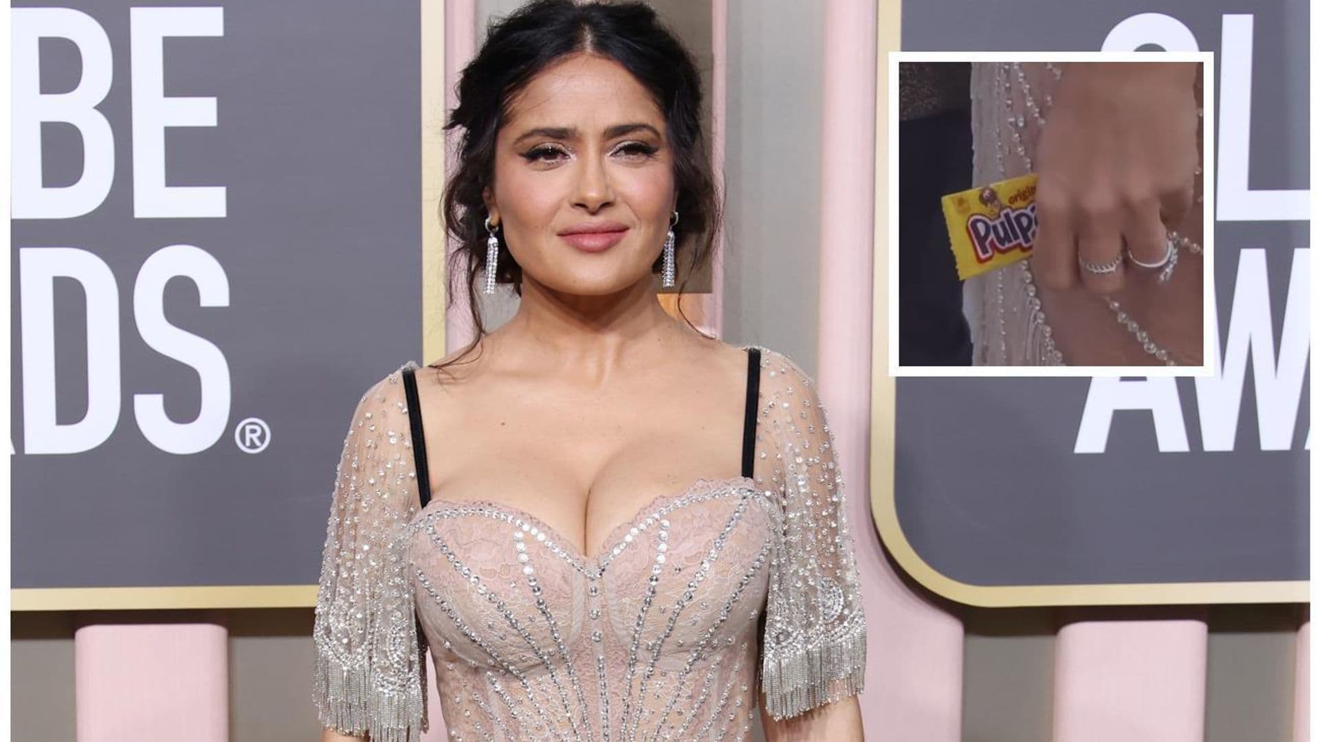 Salma Hayek y los dulces mexicanos para calmar su antojo y otros momentos que no viste de los Golden Globes