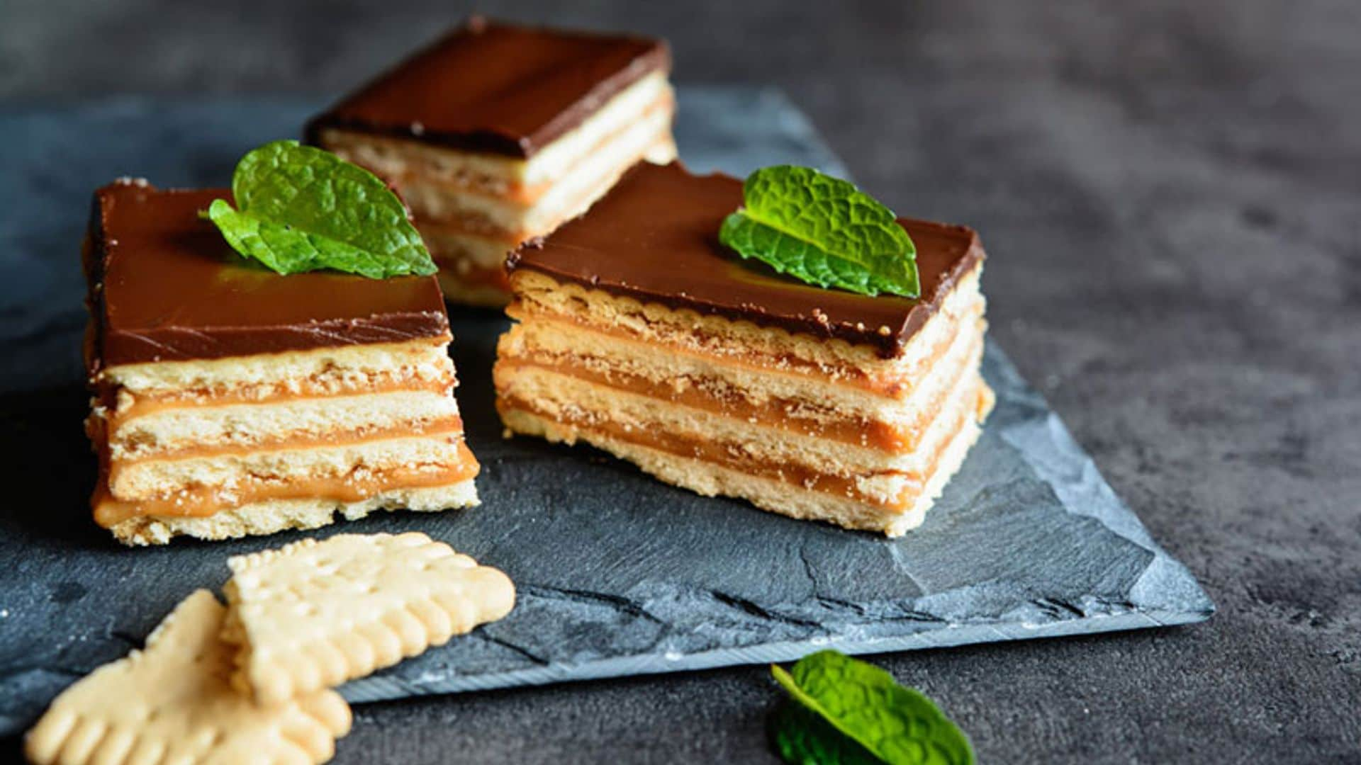 Tarta de galletas con chocolate y 'toffee'