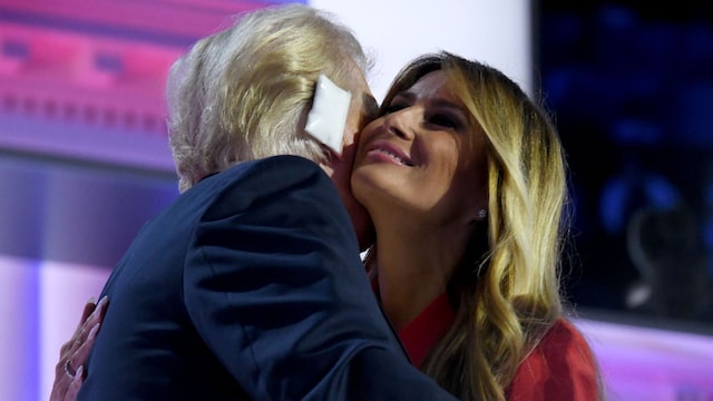 Donald Trump con su mujer Melania, en la convención republicana en Milwaukee, julio 2024