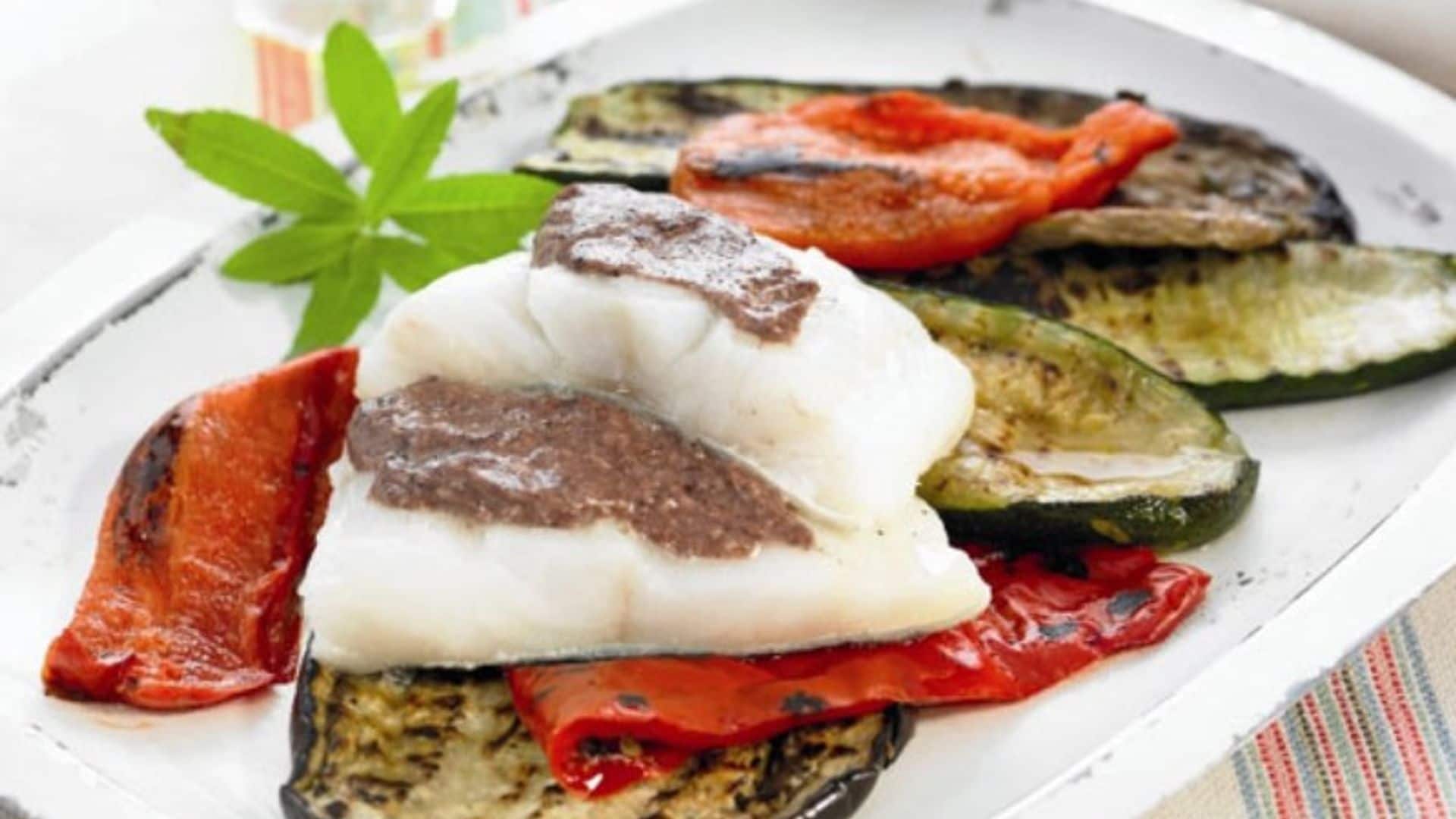 Bacalao glaseado con alioli de aceitunas negras