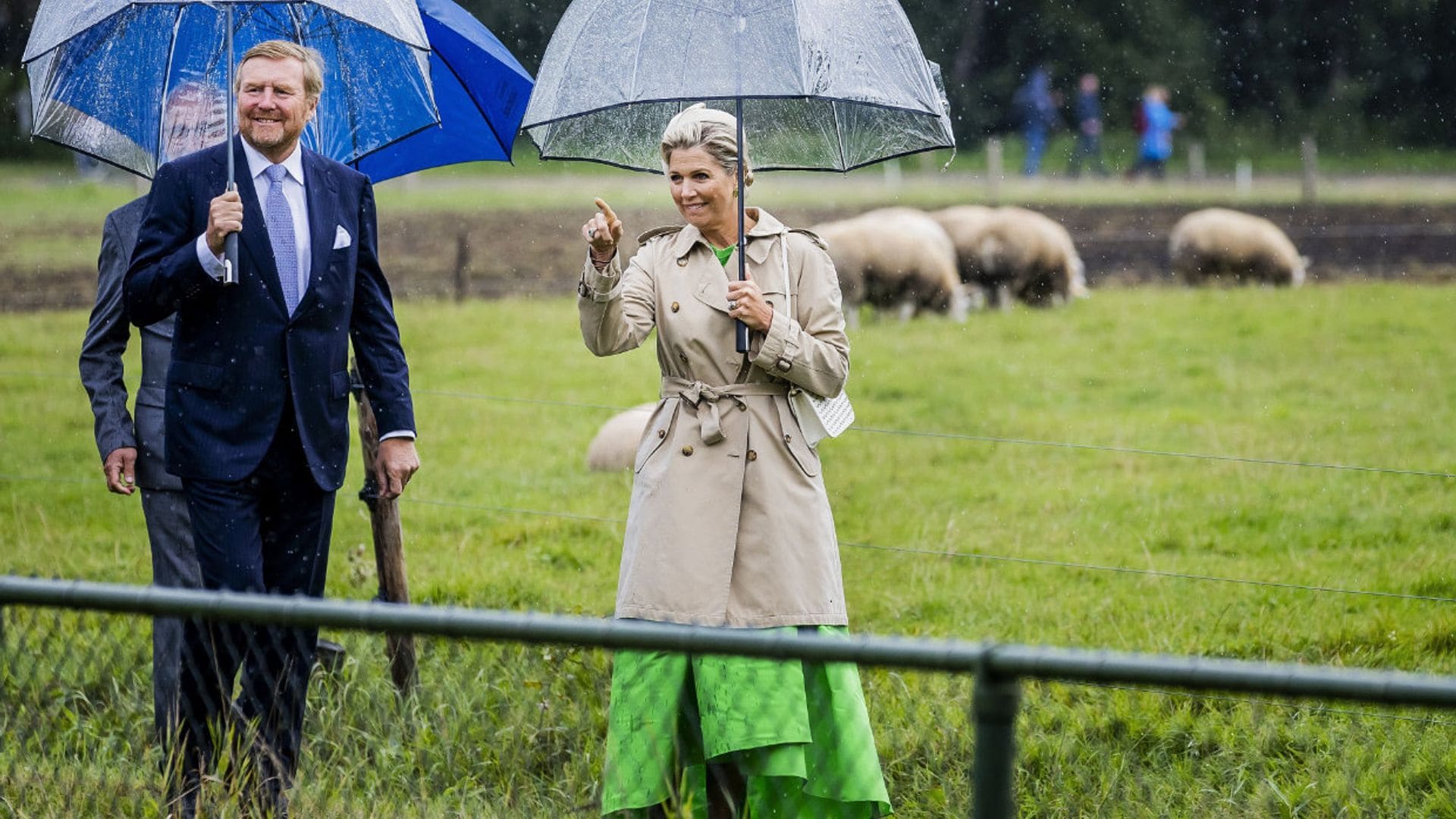 Las imágenes más curiosas de la reina Máxima con tocado y tacones en el campo rodeada de ovejas