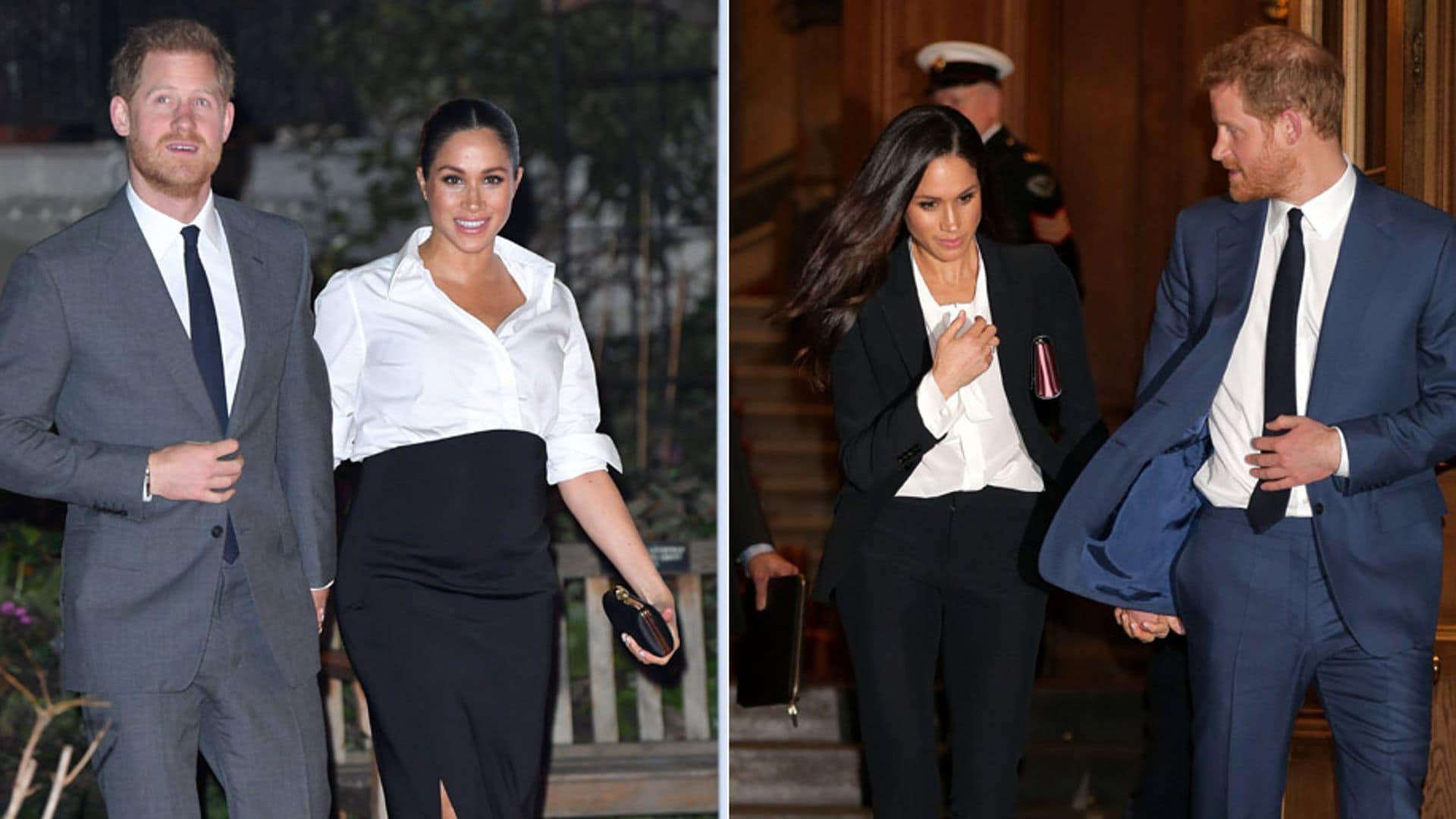 Mismo acto, un año después: Meghan Markle adapta aquel look masculino a su embarazo