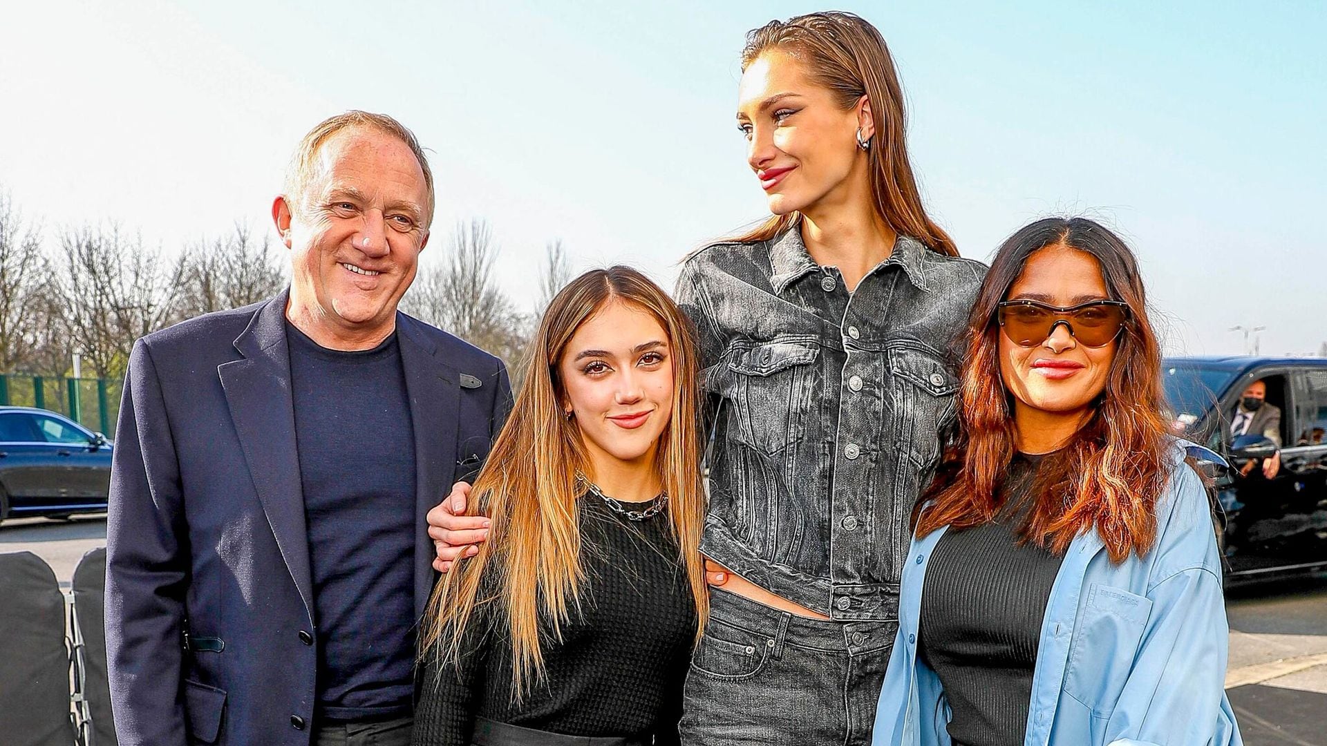 salma hayek vlentina mathilde and fran ois henri pinault at the balenciaga show