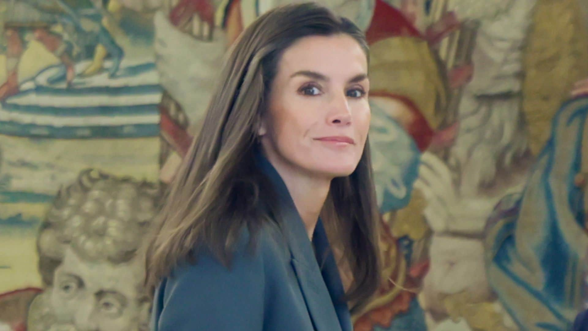 Spanish Queen Letizia during audience with representatives of Code.Org in Madrid November 12, 2024.