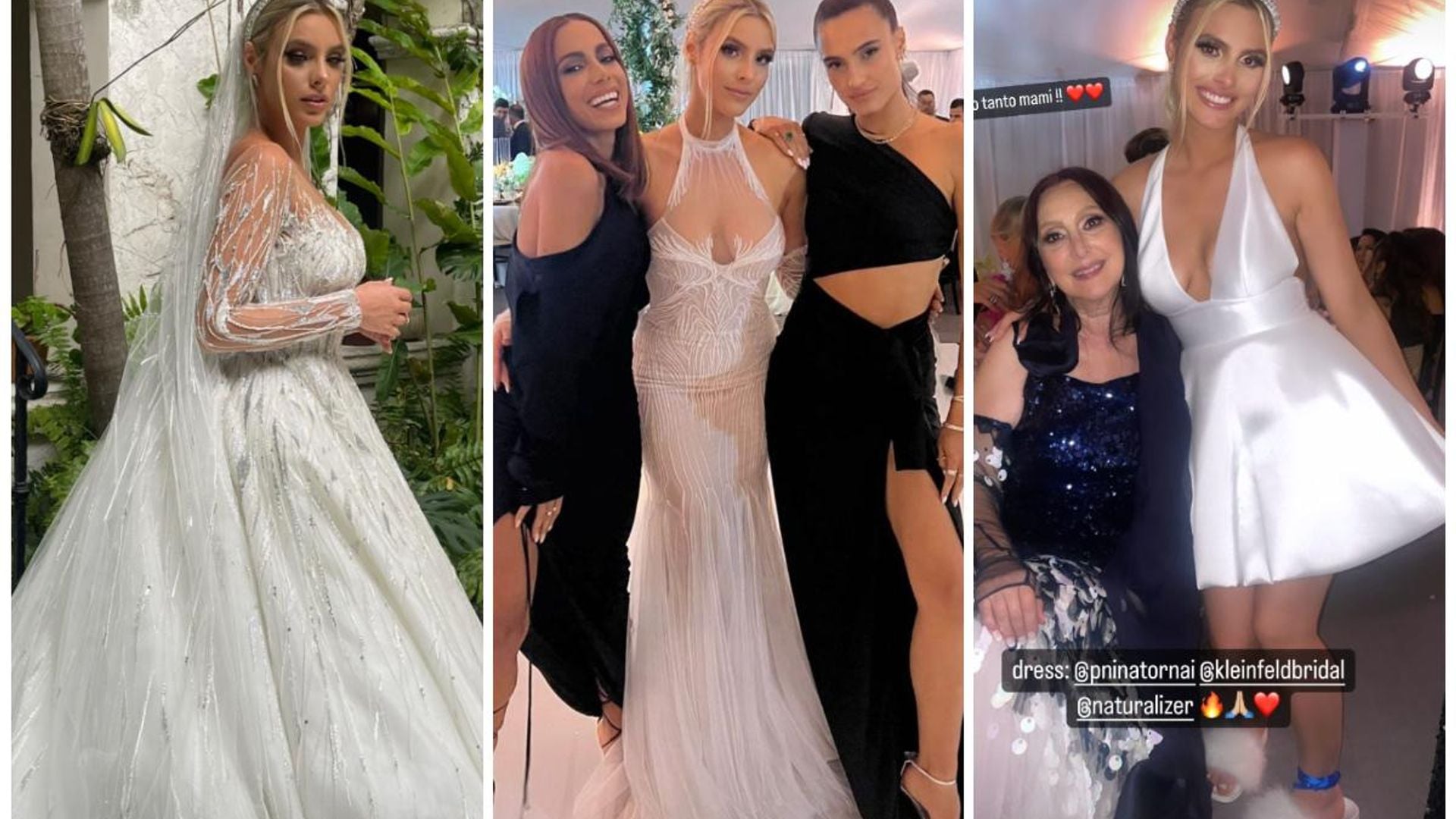 Así fueron los tres espectaculares vestidos de Lele Pons para su boda