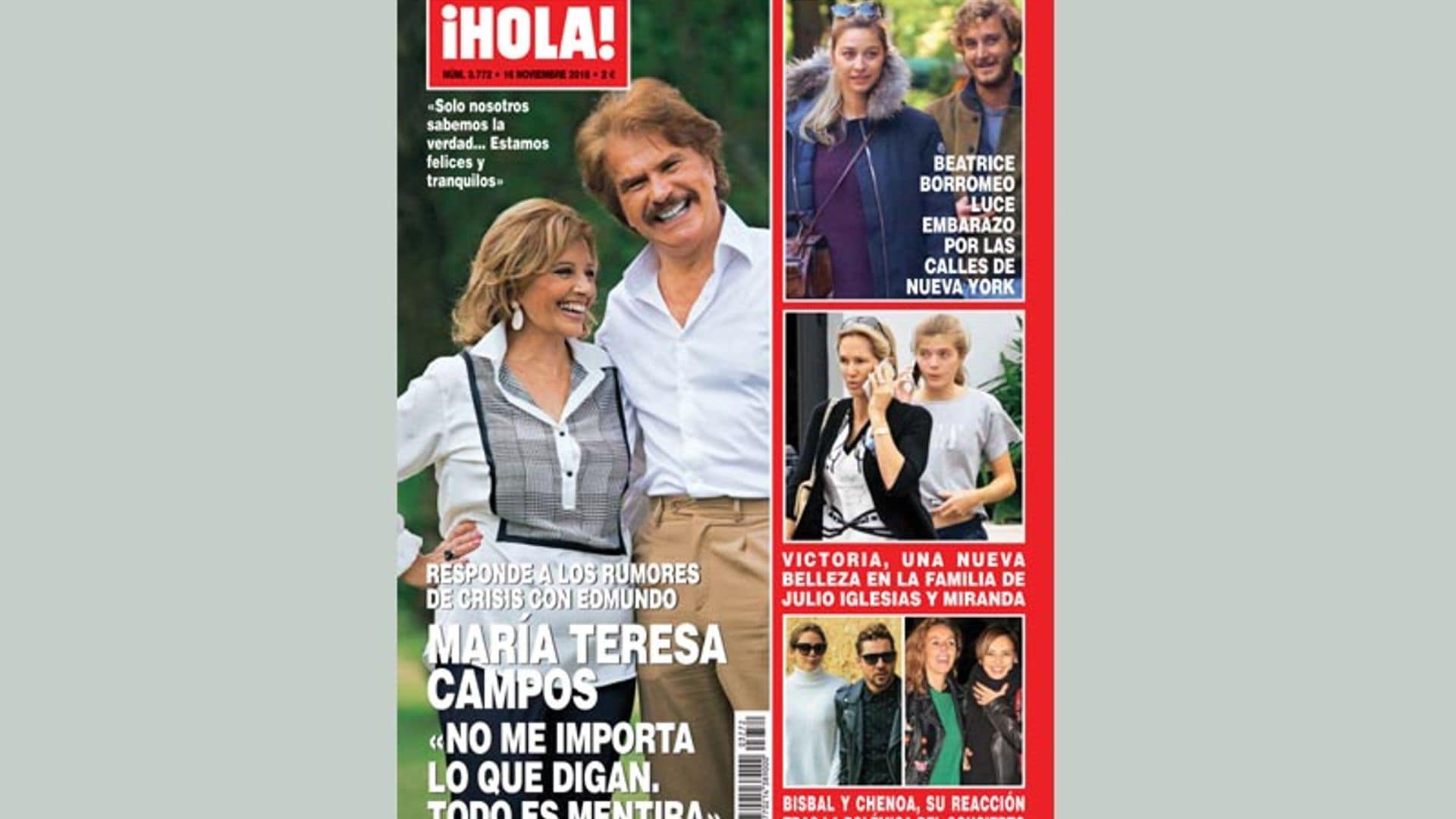 En ¡HOLA!, María Teresa Campos responde a los rumores de crisis con Edmundo: 'No me importa lo que digan. Todo es mentira'