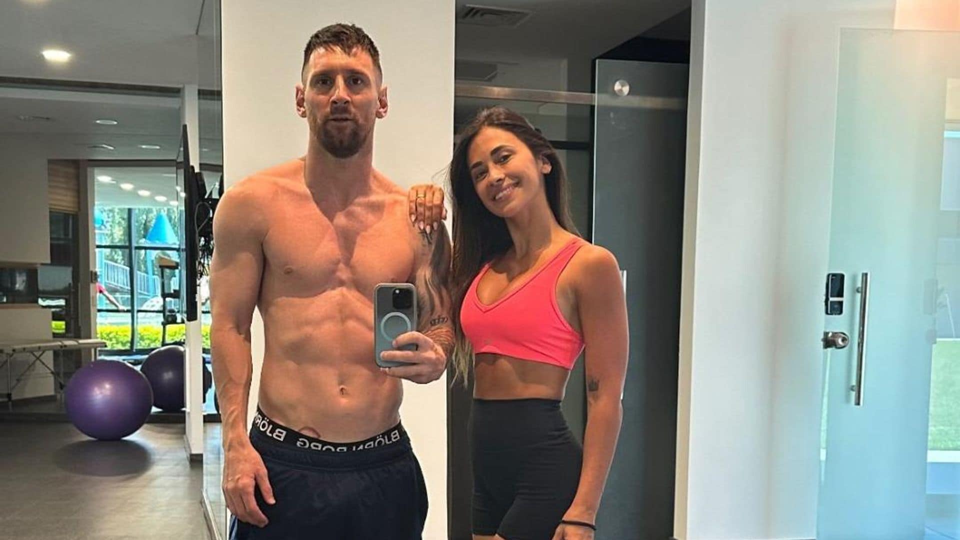 ¡Pareja de impacto! Messi y Antonela Roccuzzo presumen sus cuerpazos desde el gym
