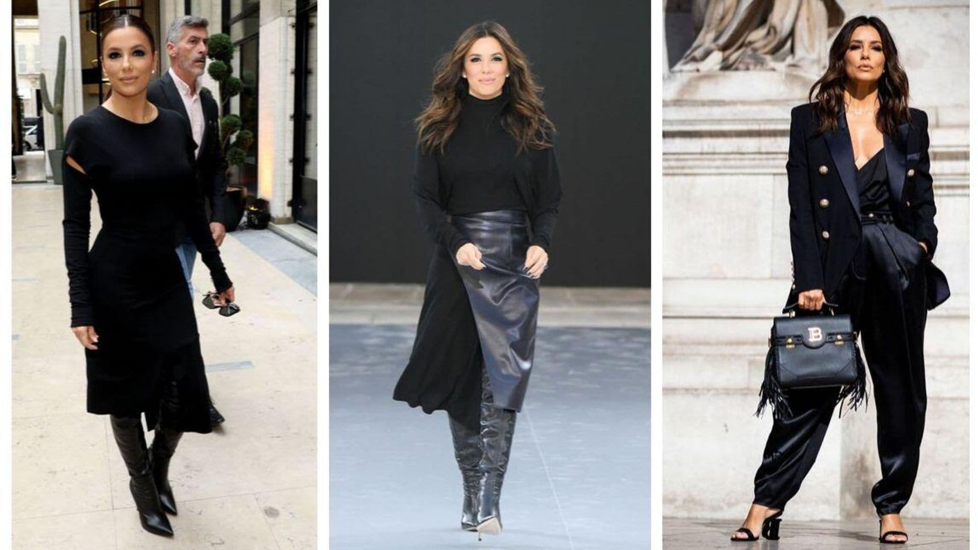 Negro de pies a cabeza: la fórmula de Eva Longoria para un look glamuroso