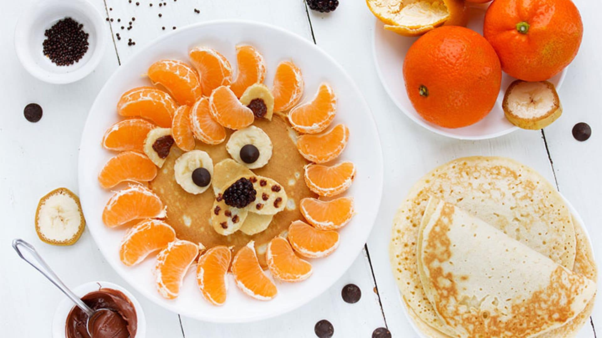 León de mandarina, plátano y chocolate