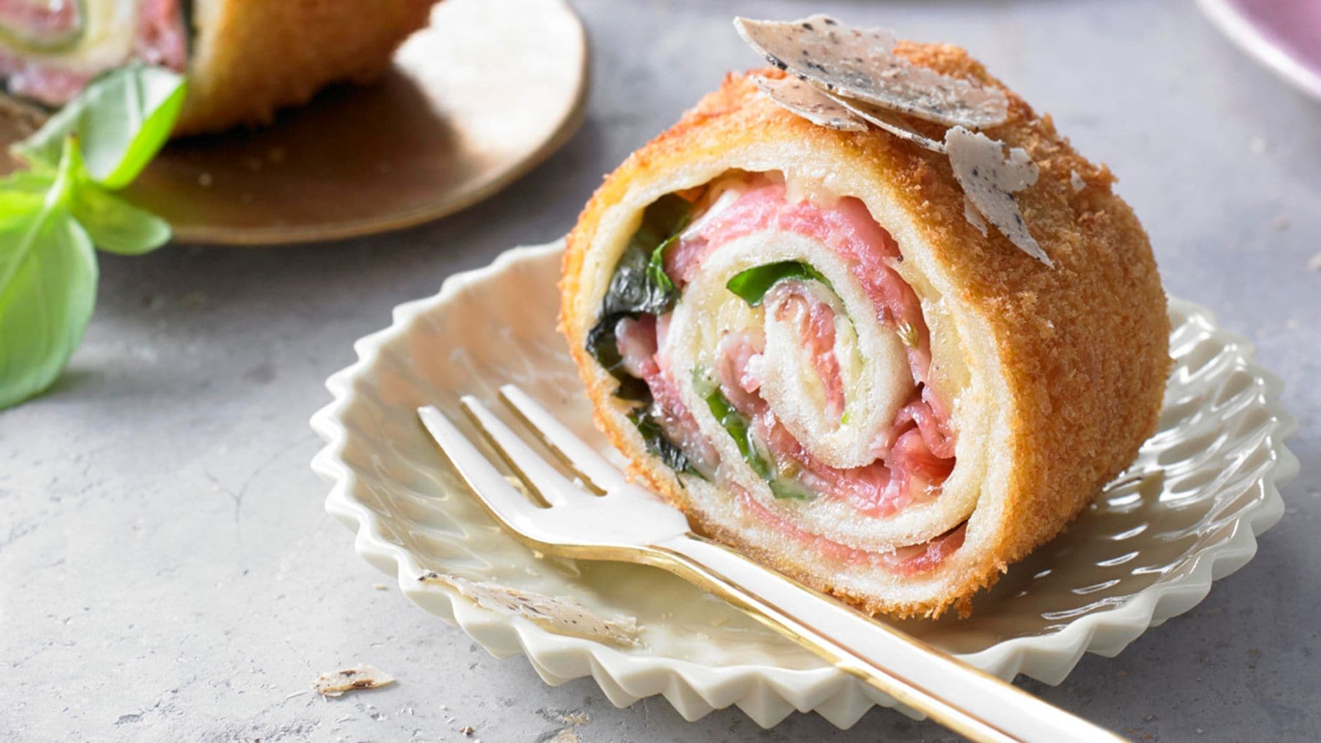 Rollitos de lacón con queso trufado