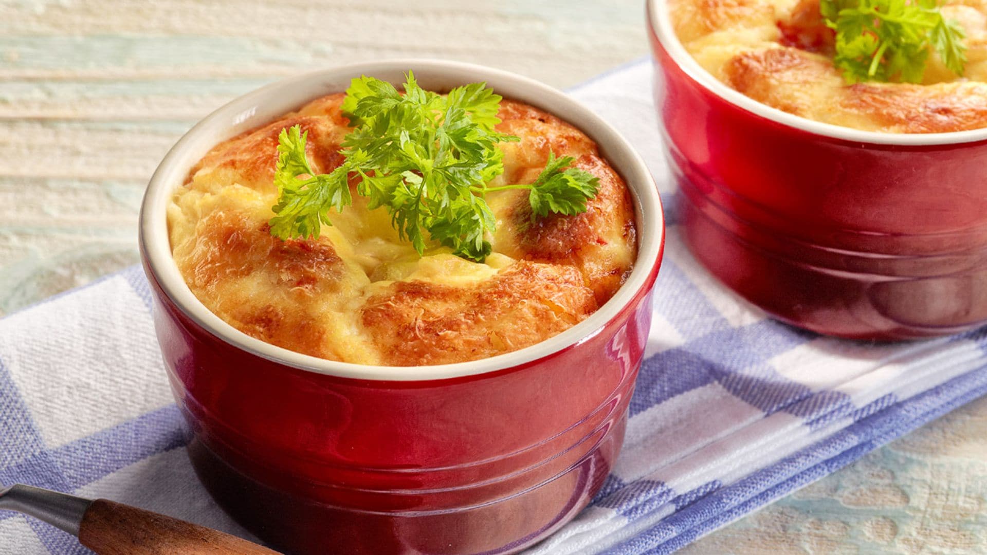 Pastel de patatas y gambas