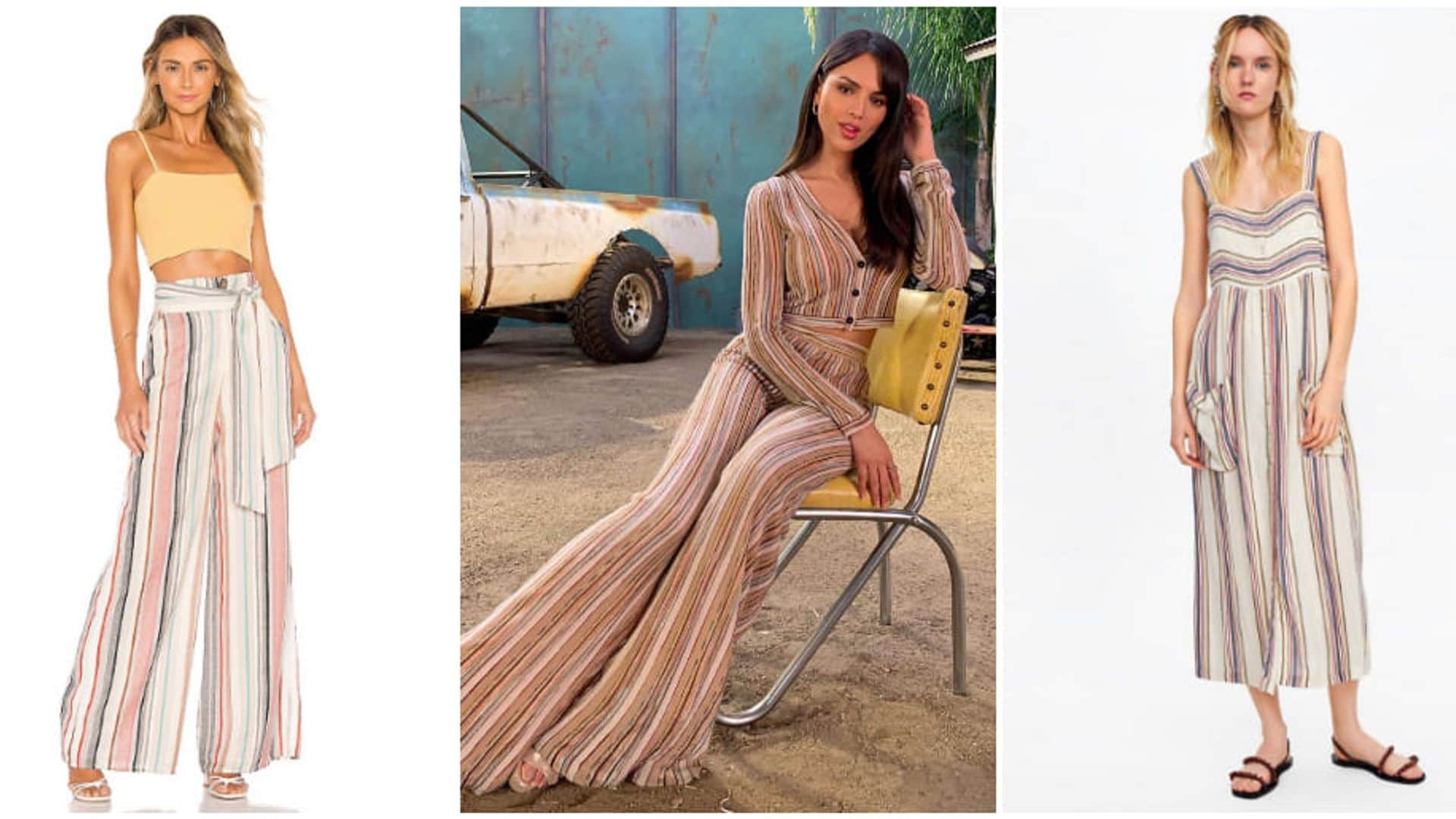 Eiza González y su acertado jumpsuit de rayas, mira estas 7 propuestas