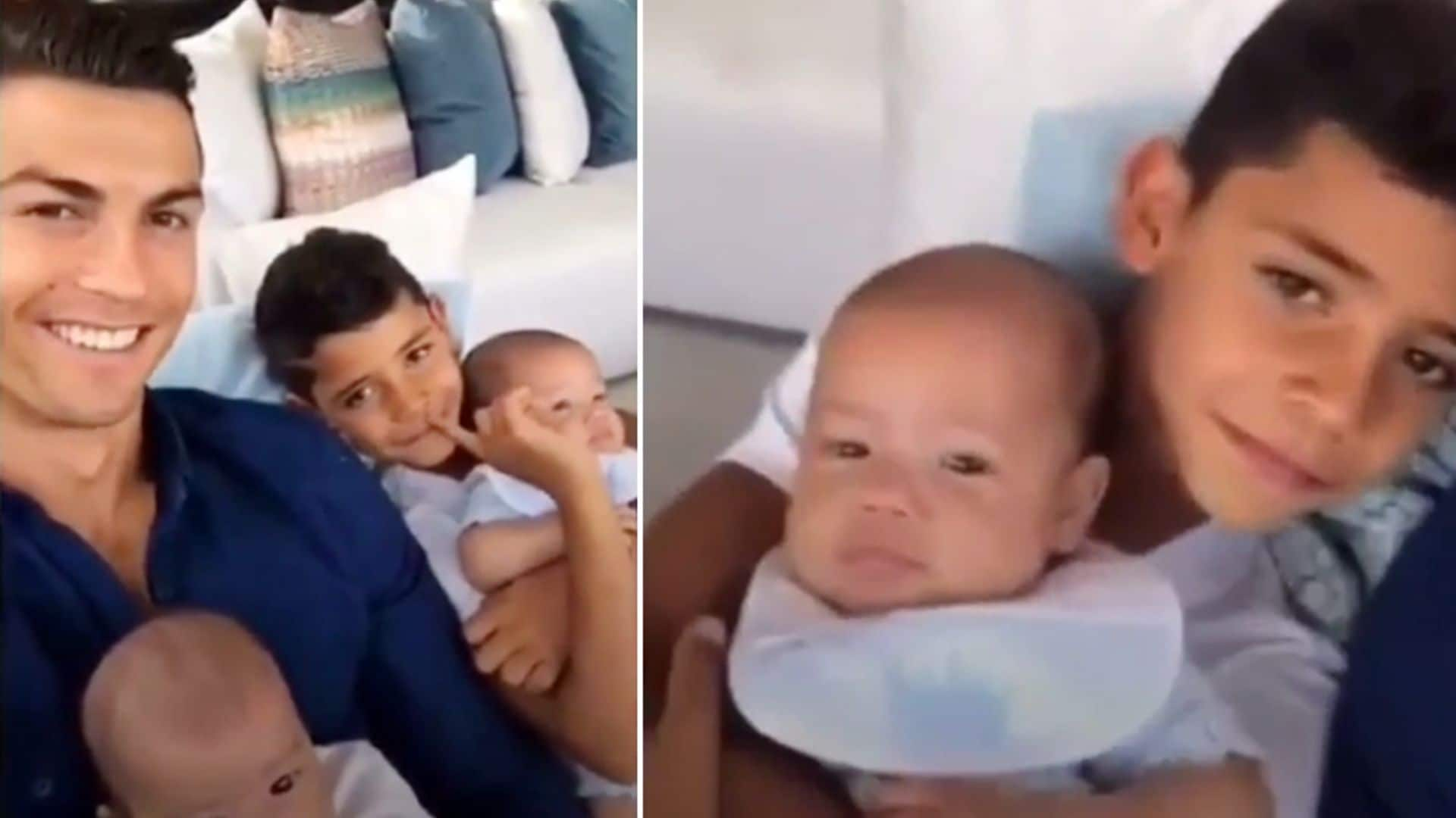 ¡Un padrazo! Así es Cristiano Ronaldo en la intimidad de su casa con Georgina y sus tres hijos